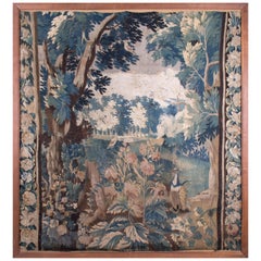 18th Century Framed Fragment of French Aubusson Tapestry with Natural Scenery