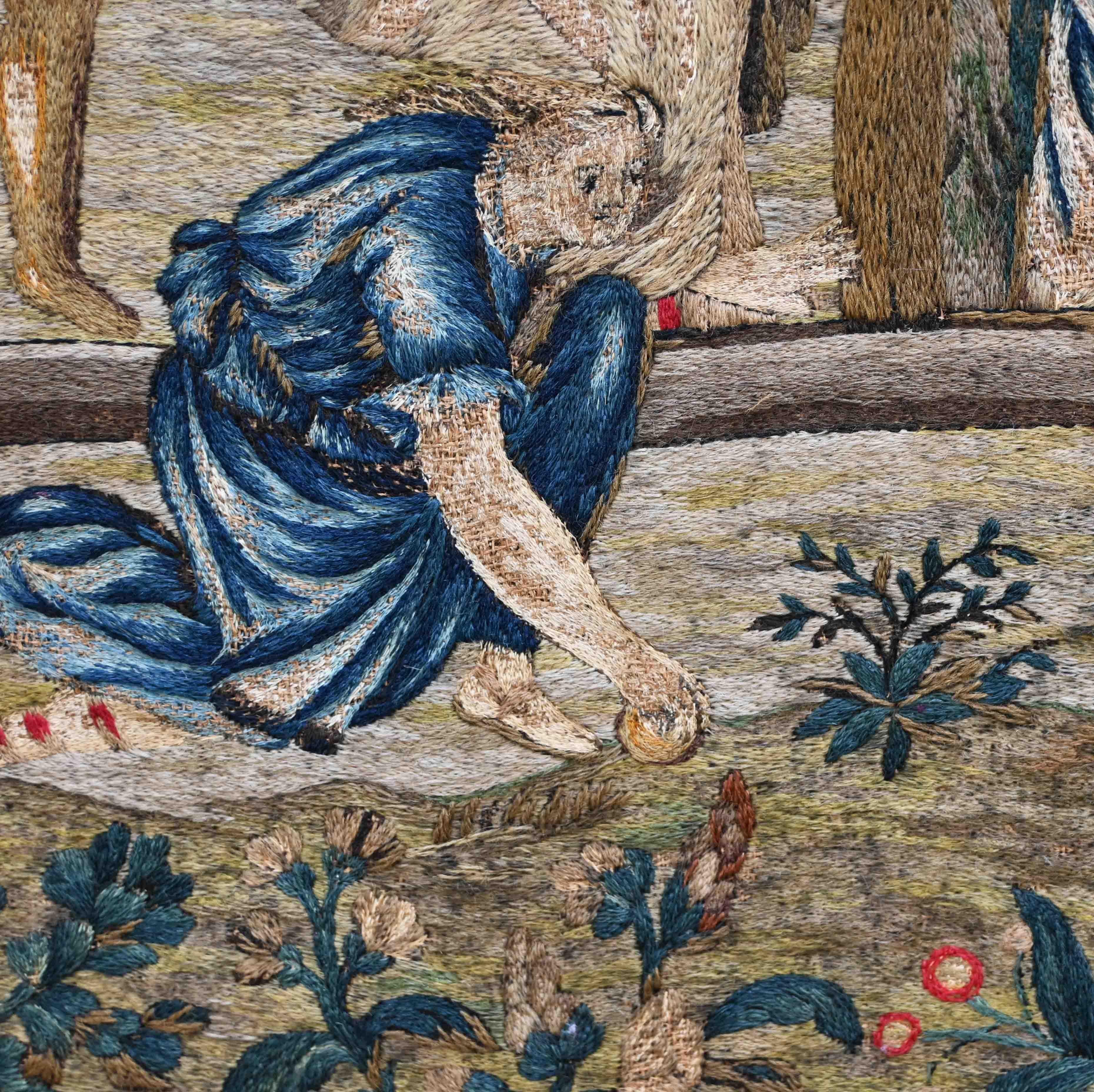 Ricamo francese incorniciato del XVIII secolo, Partita di Pétanque - 57x70 cm - N. 1561 in vendita 2