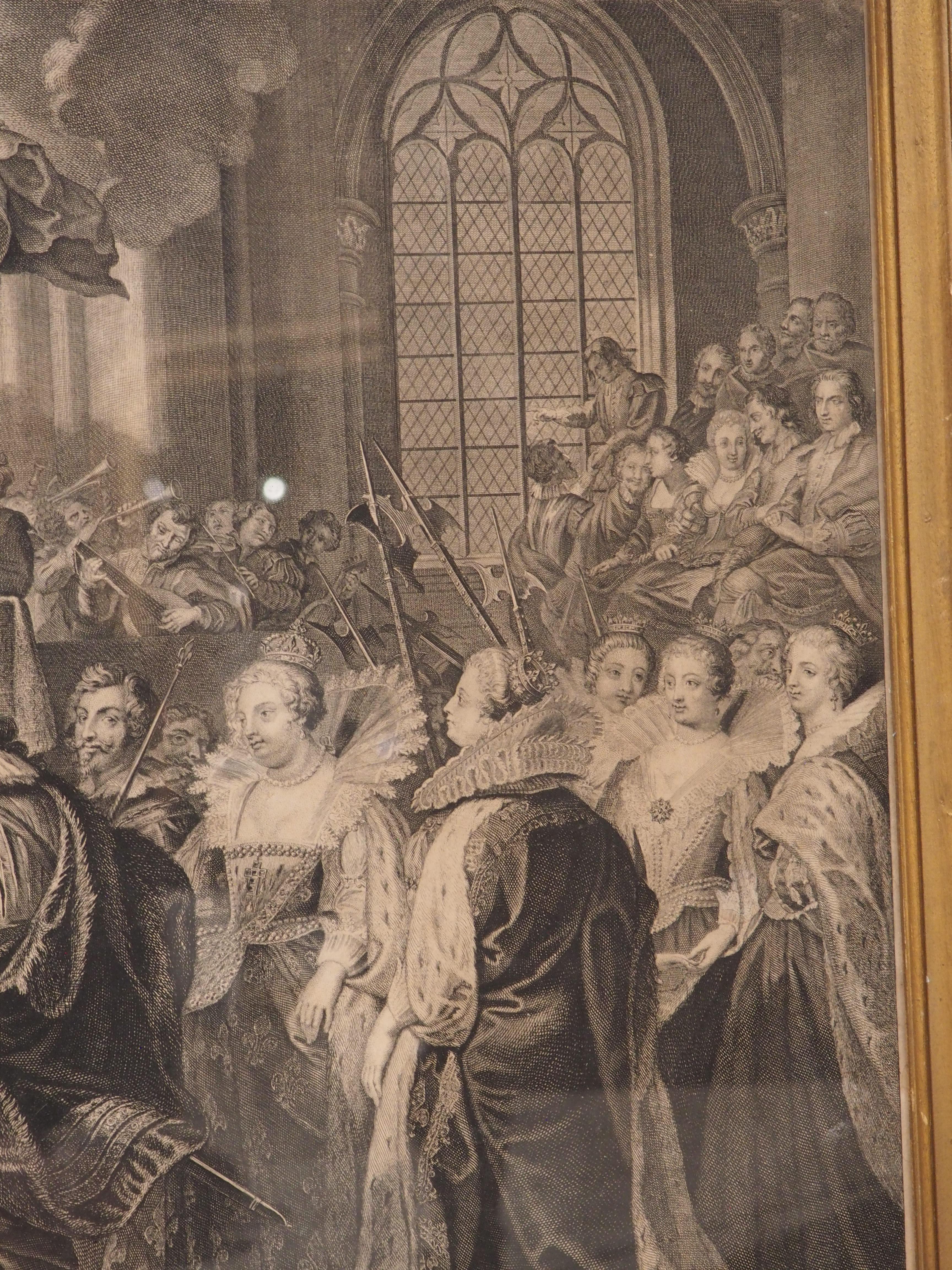 18th Century Framed Lithograph from France, The Coronation of the Queen 3