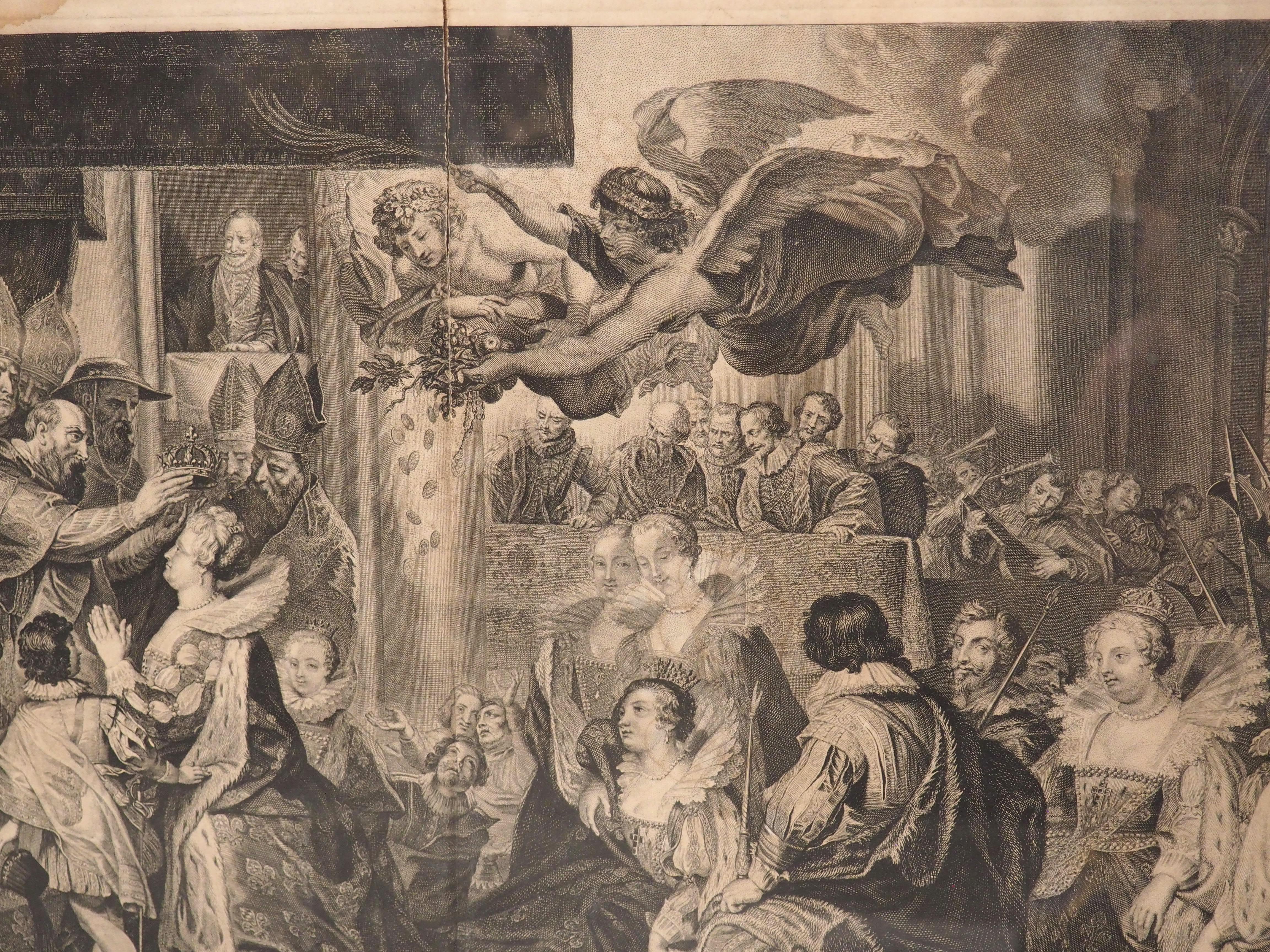 18th Century Framed Lithograph from France, The Coronation of the Queen 4