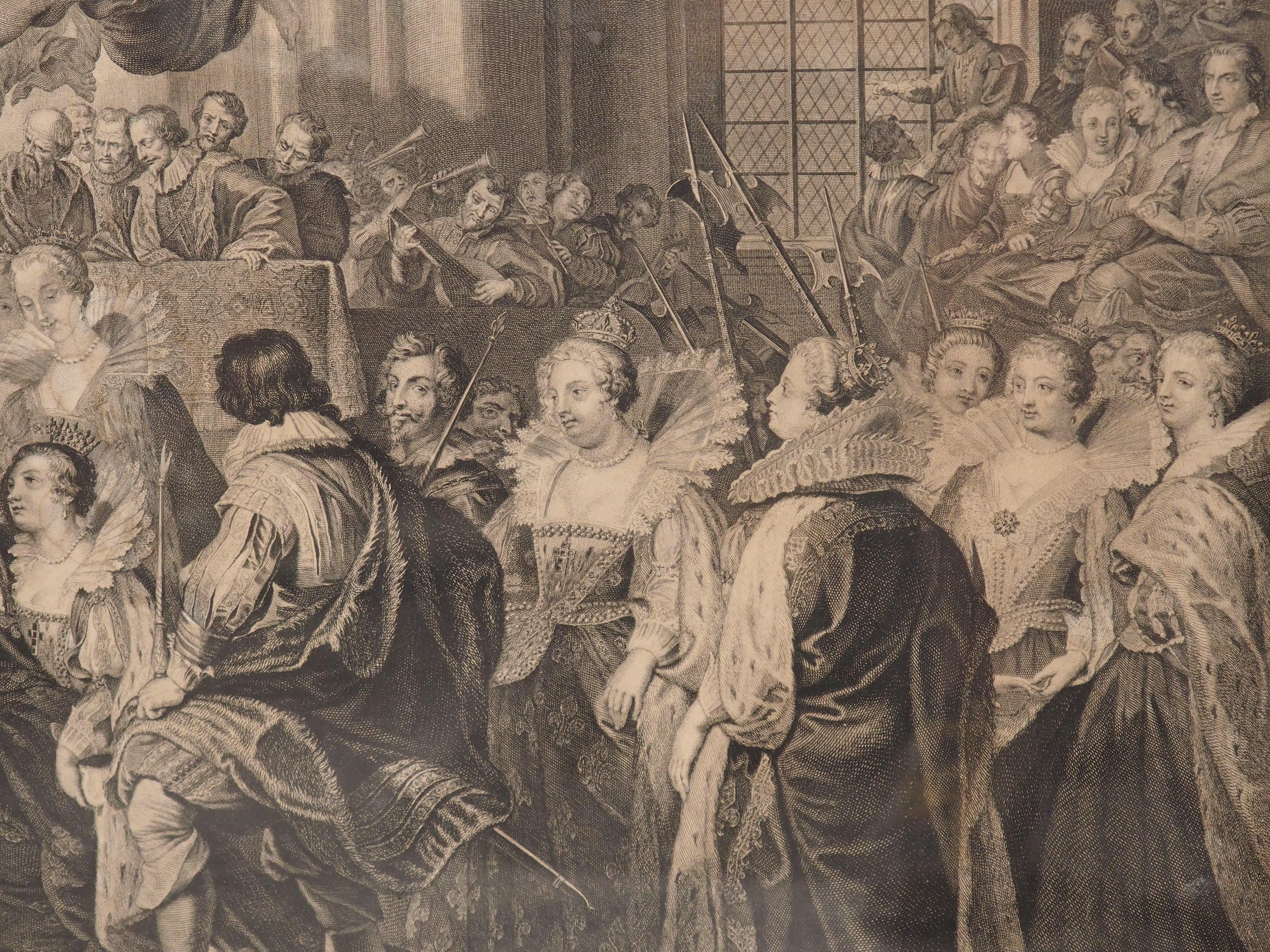 18th Century Framed Lithograph from France, The Coronation of the Queen 5