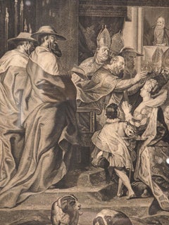 18th Century Framed Lithograph from France, The Coronation of the Queen