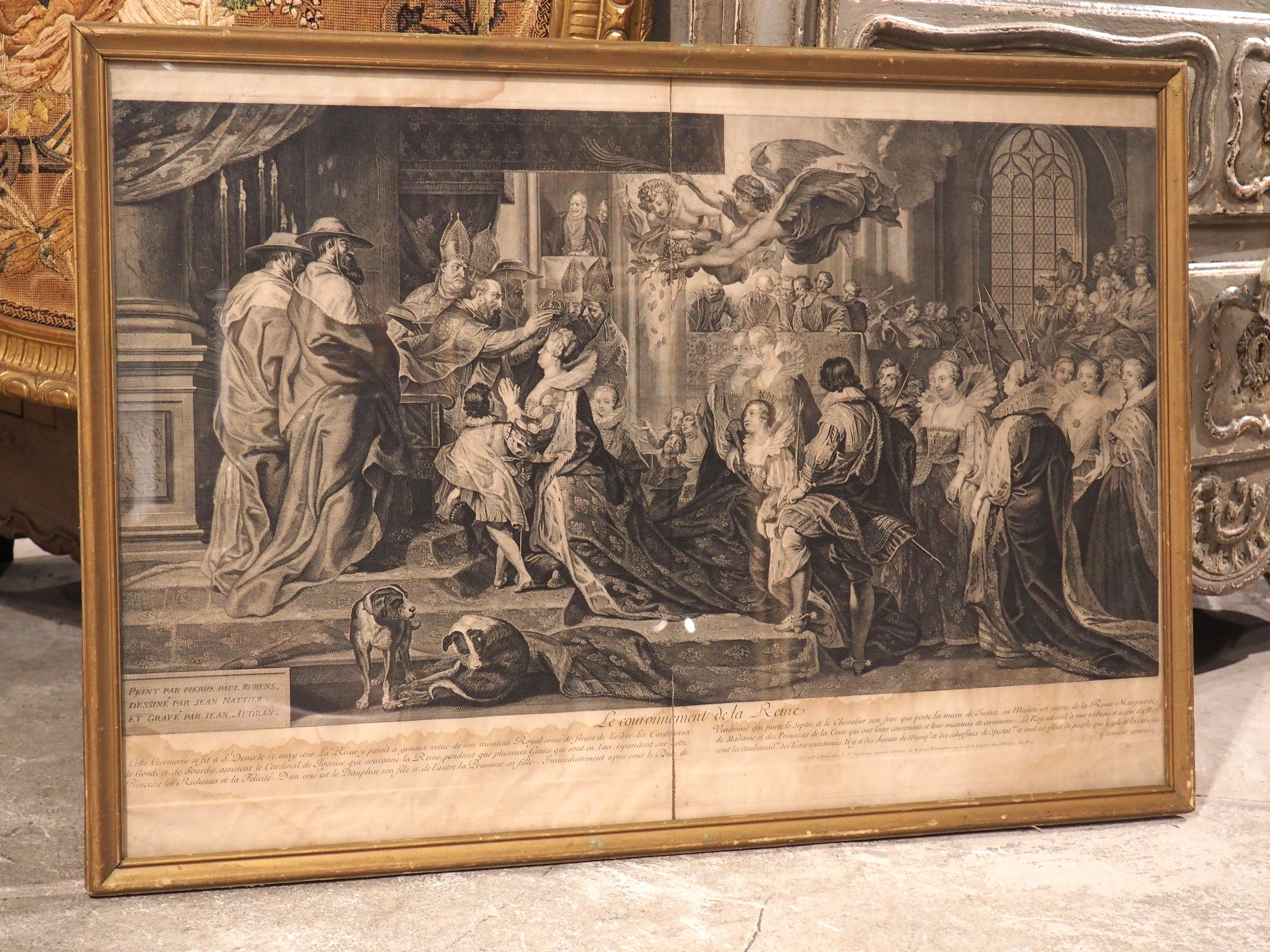 18th Century Framed Lithograph from France, The Coronation of the Queen 12