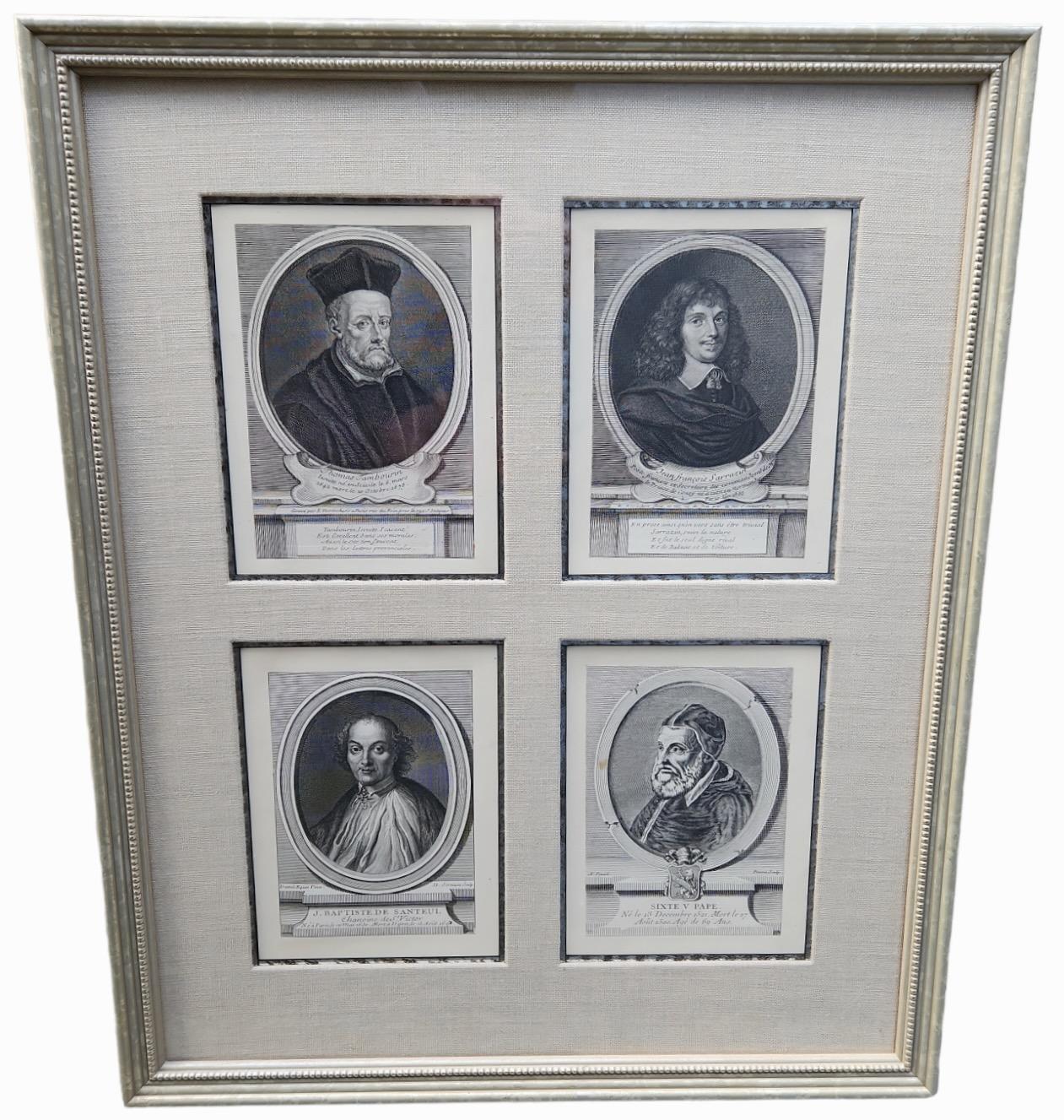 Group of 4 (individual) lithographs of important men of their day. Finely detailed. Framed and matted with bone linen matte. Silver-leafed frames. 21 available.
