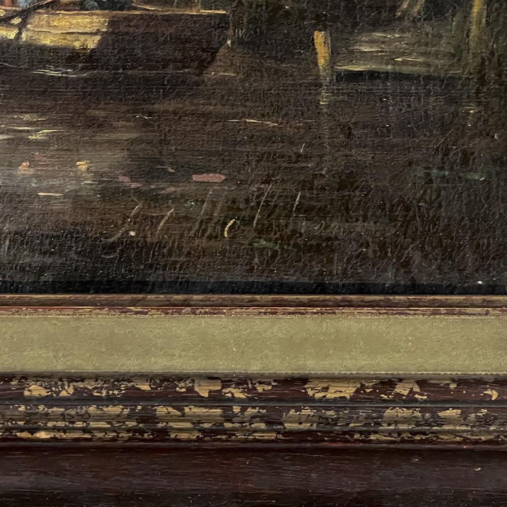 Peinture à l'huile sur toile encadrée du 18ème siècle par Holland School en vente 4