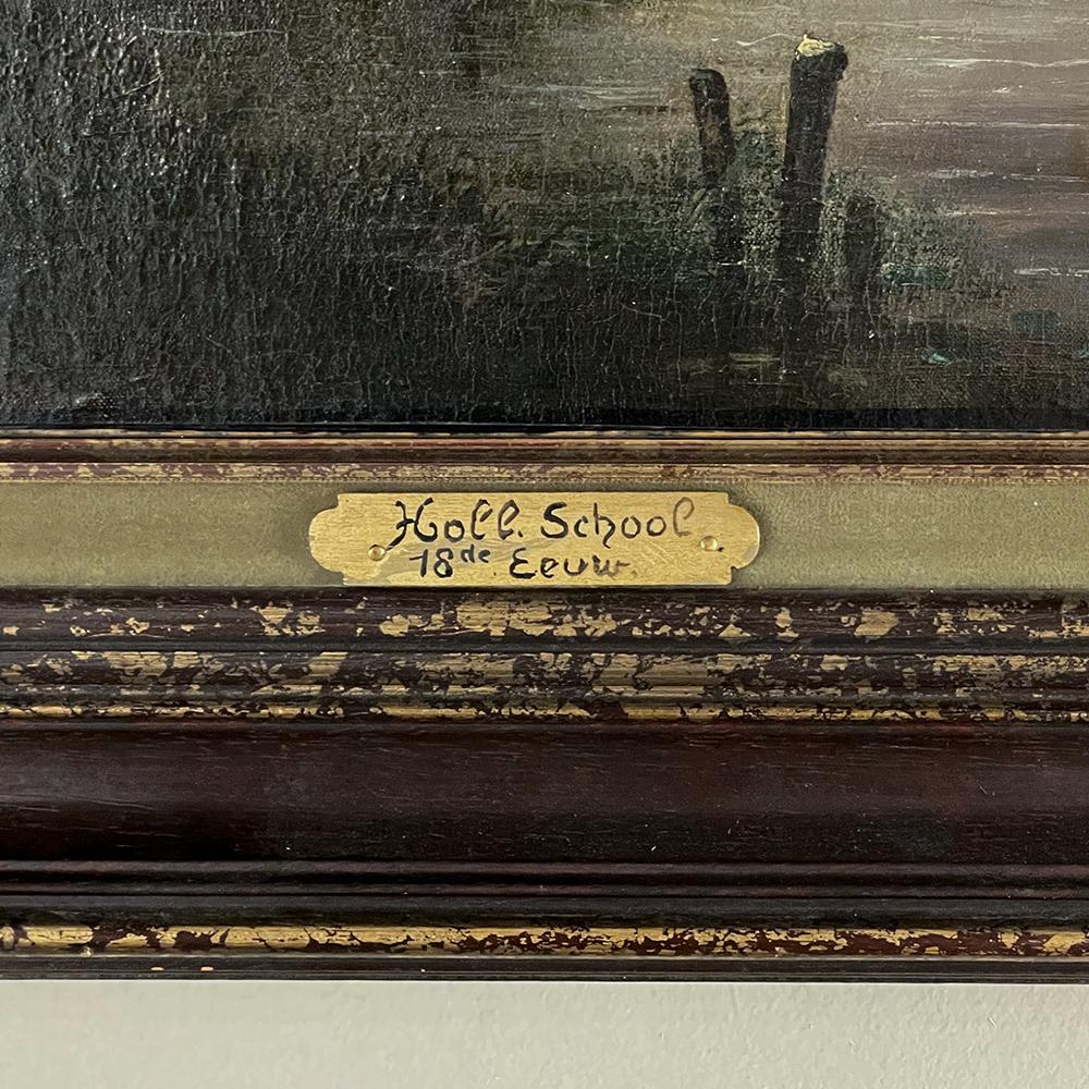 Peinture à l'huile sur toile encadrée du 18ème siècle par Holland School en vente 5