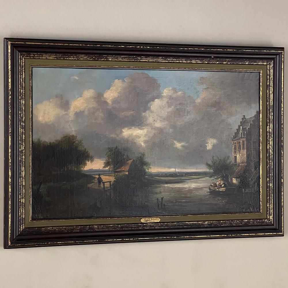 Aesthetic Movement 18th Century Framed Oil Painting on Canvas by Holland School For Sale