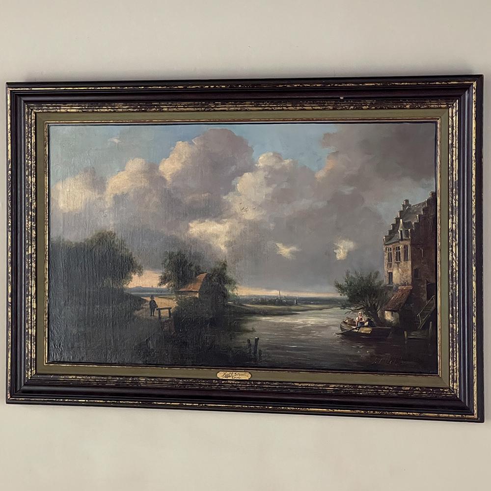 Dutch 18th Century Framed Oil Painting on Canvas by Holland School For Sale
