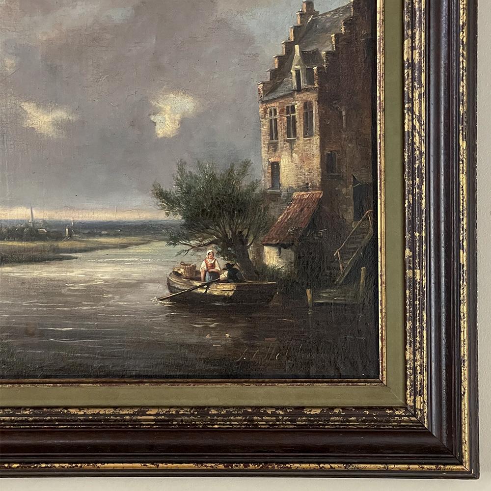 Toile Peinture à l'huile sur toile encadrée du 18ème siècle par Holland School en vente