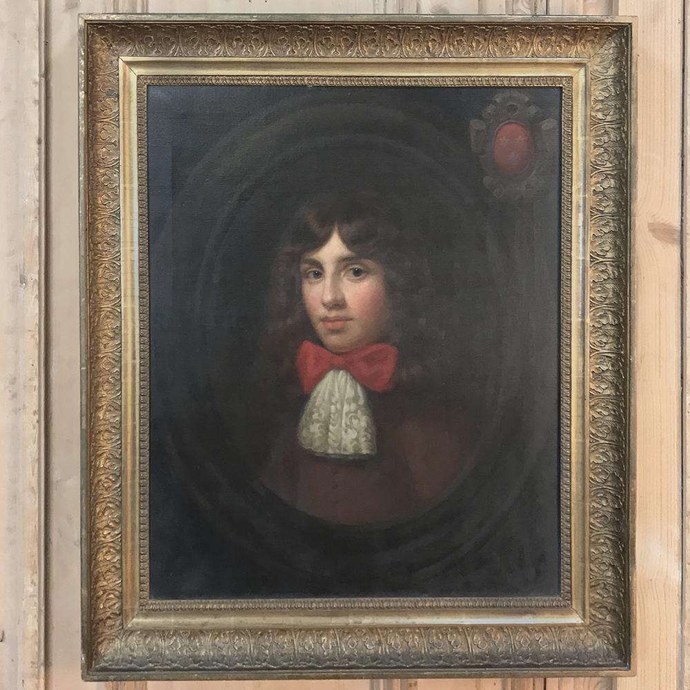 French 18th Century Framed Oil Portrait on Canvas