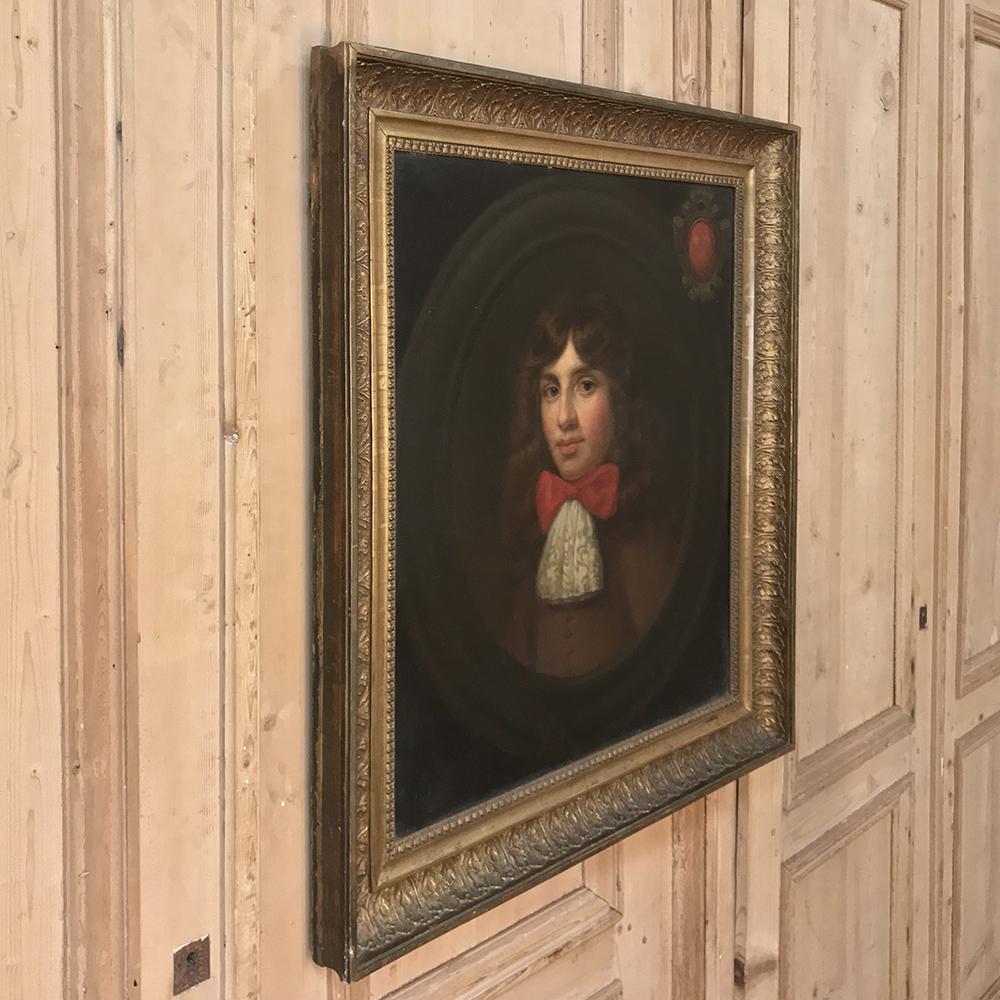 Hand-Crafted 18th Century Framed Oil Portrait on Canvas