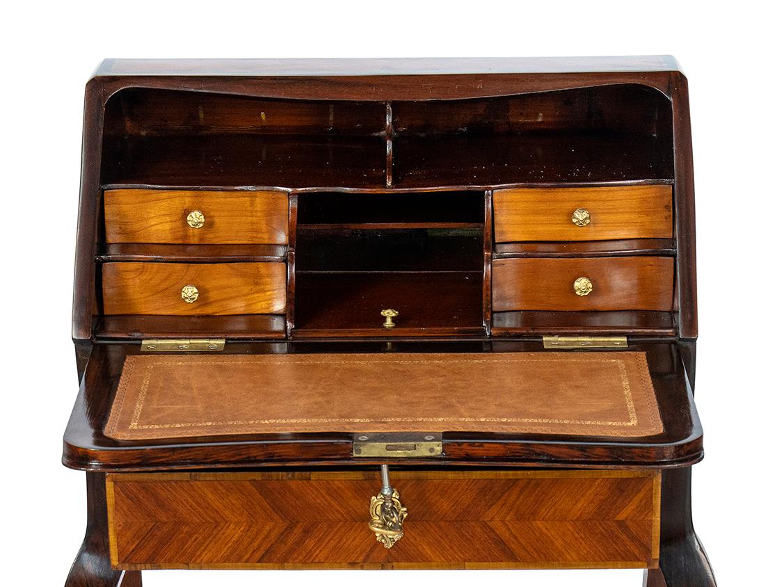 Inlay 18th Century France Louis XV Ebony Kingwood Secretaire Desk
