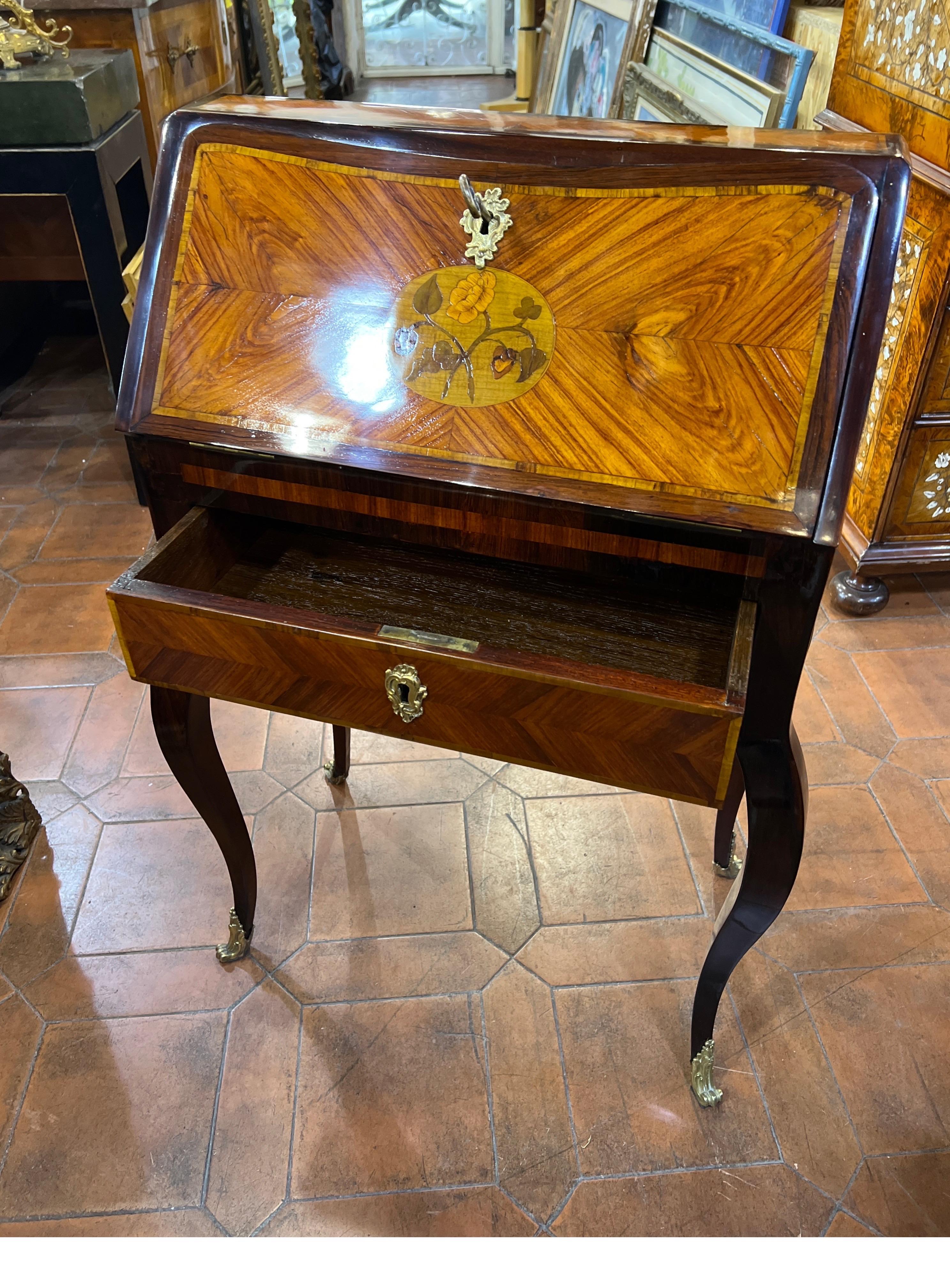 18th Century France Louis XV Ebony Kingwood Secretaire Desk 5
