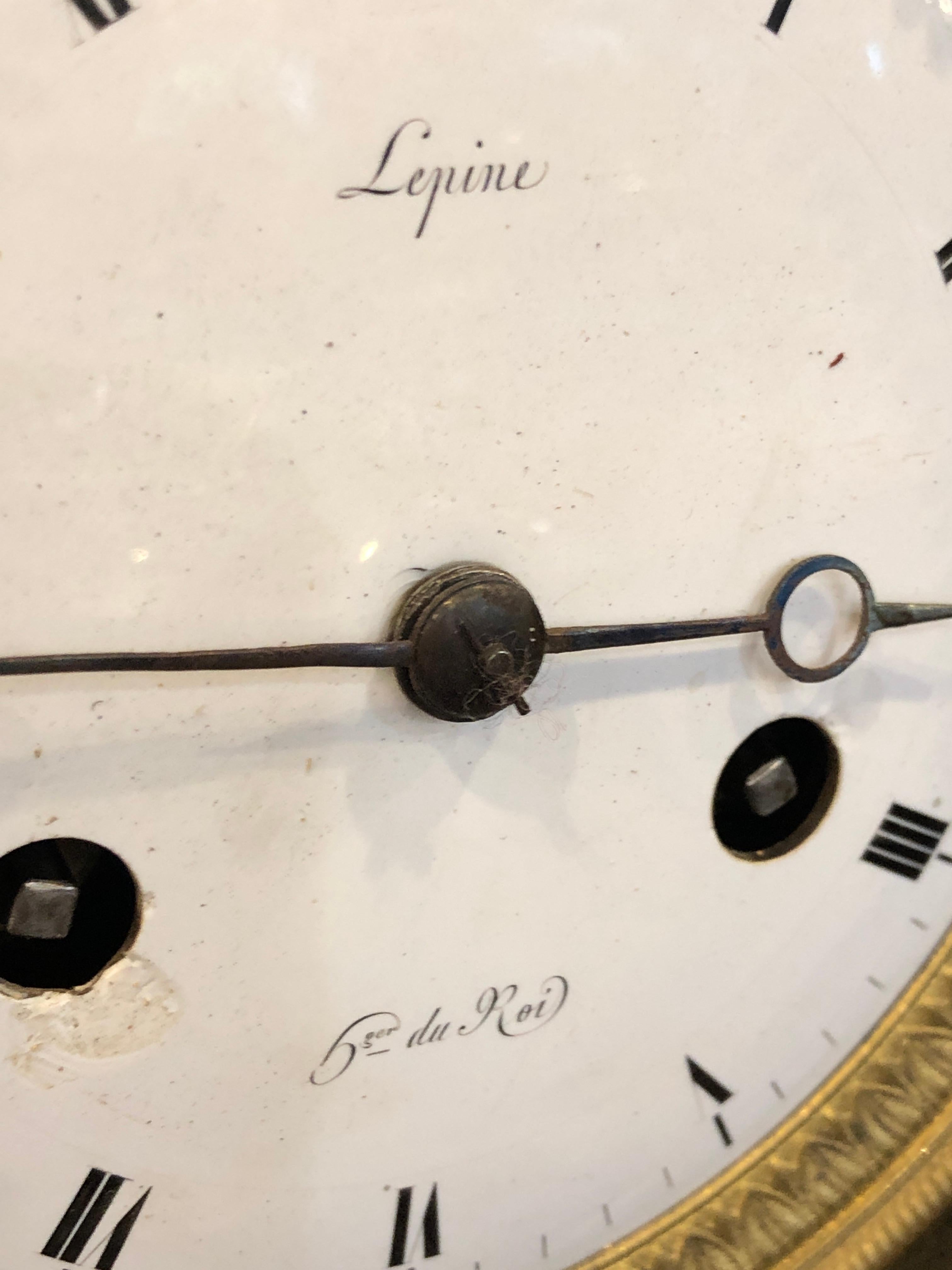 18th Century France Louis XVI Gilt Mantel Clock by Lepine, 1790s For Sale 1