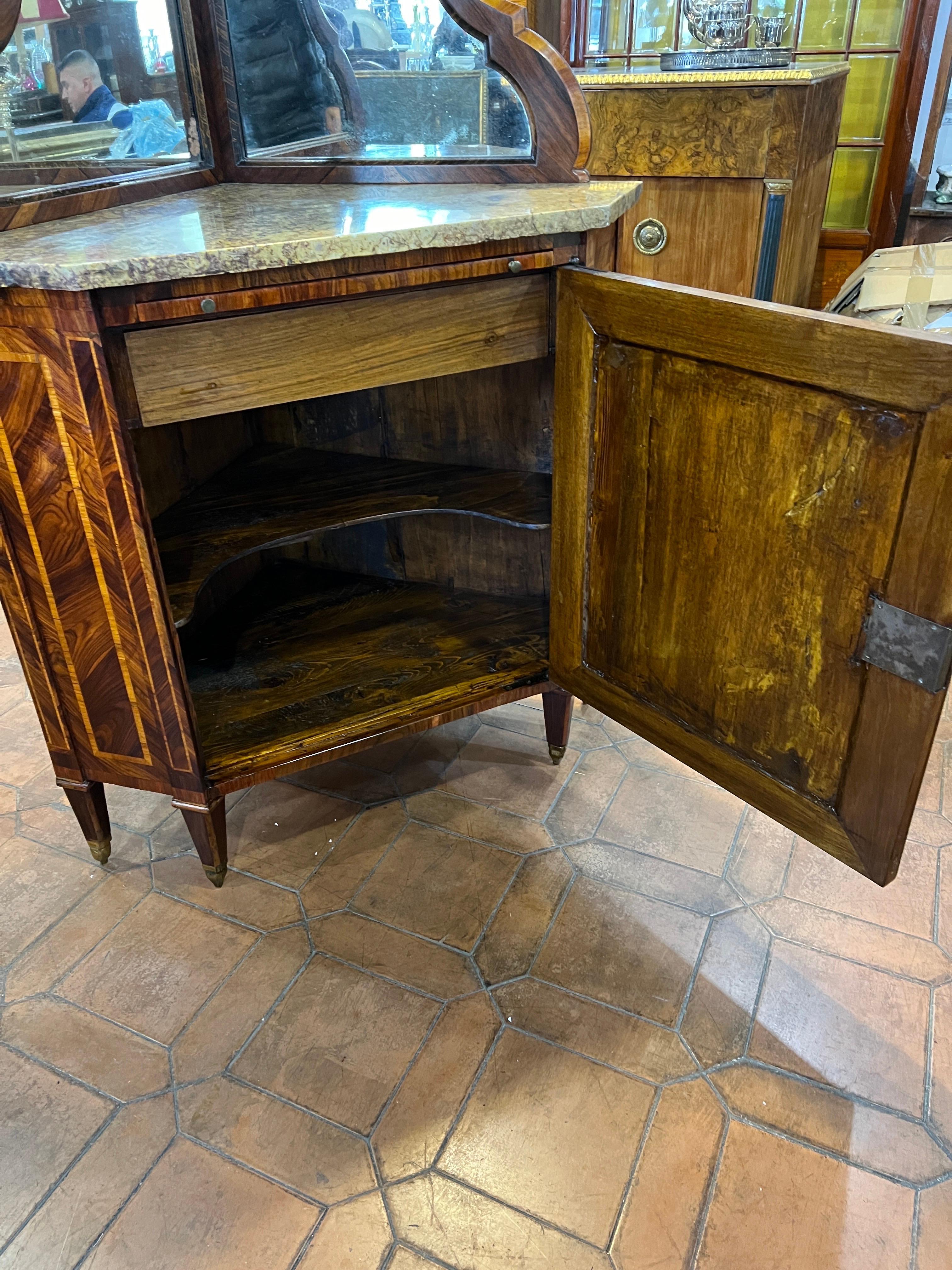 Marquetry 18th Century France Louis XVI Kingwood Cabinet Inlay with Marble Top 1700 For Sale