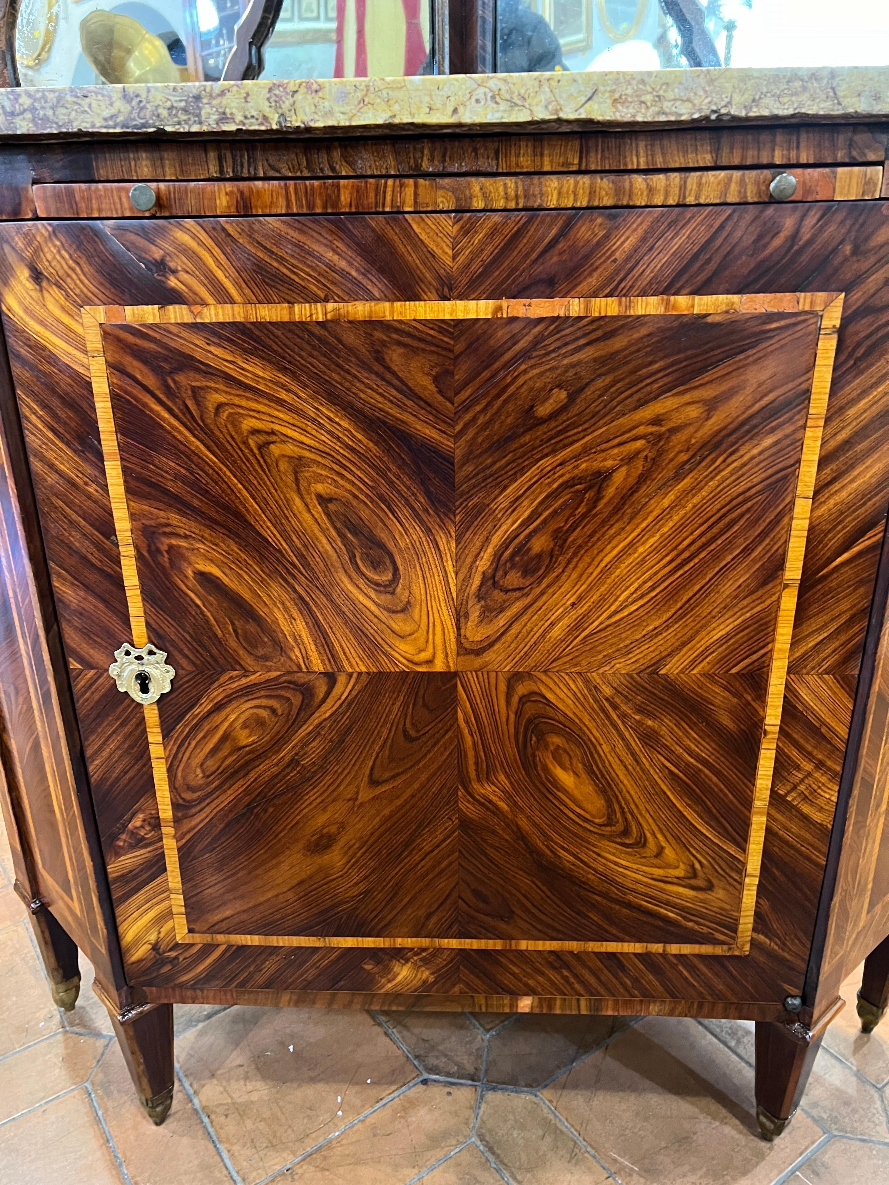 18th Century France Louis XVI Kingwood Cabinet Inlay with Marble Top 1700 For Sale 1