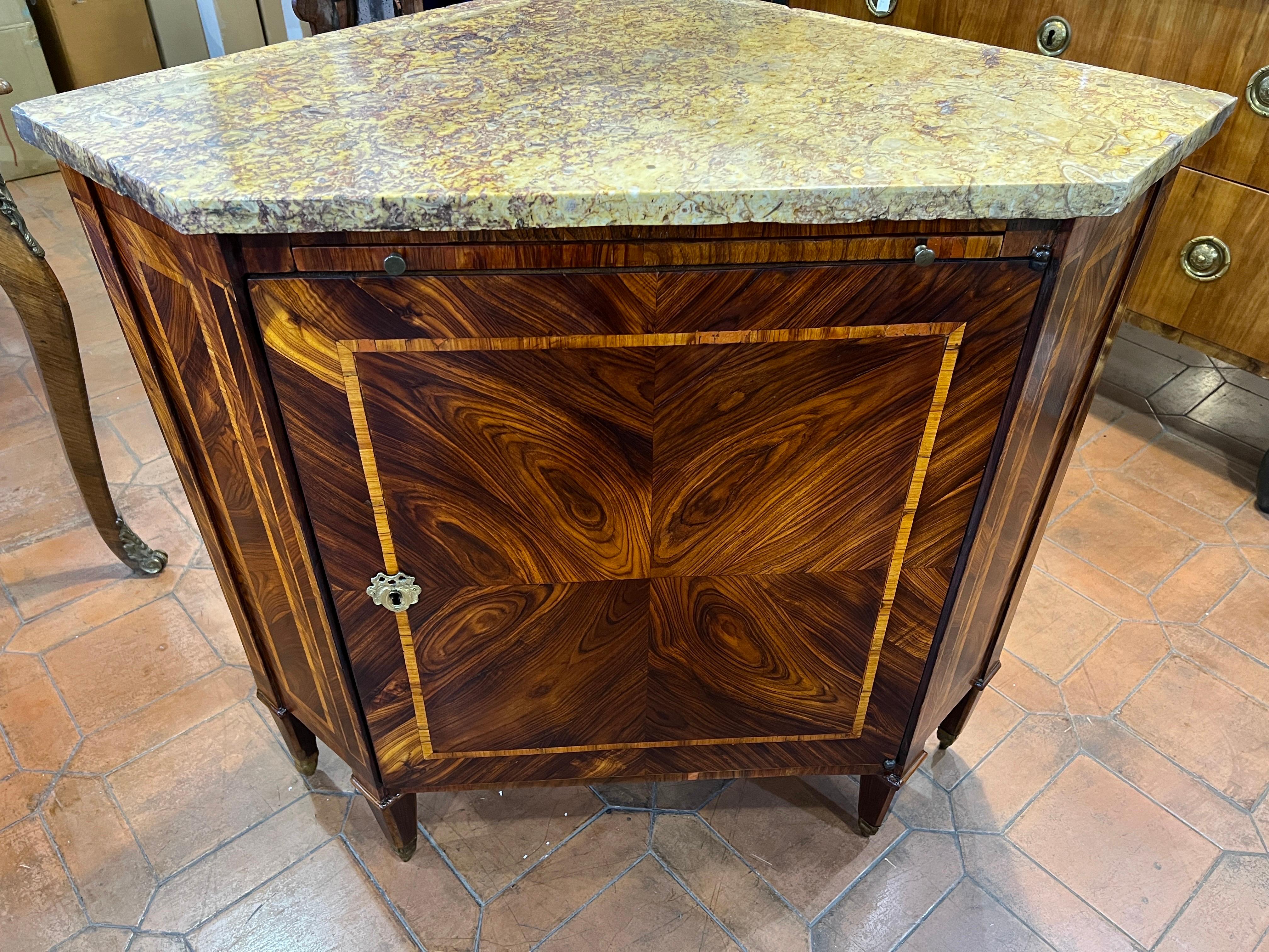 18th Century France Louis XVI Kingwood Cabinet Inlay with Marble Top 1700 For Sale 2