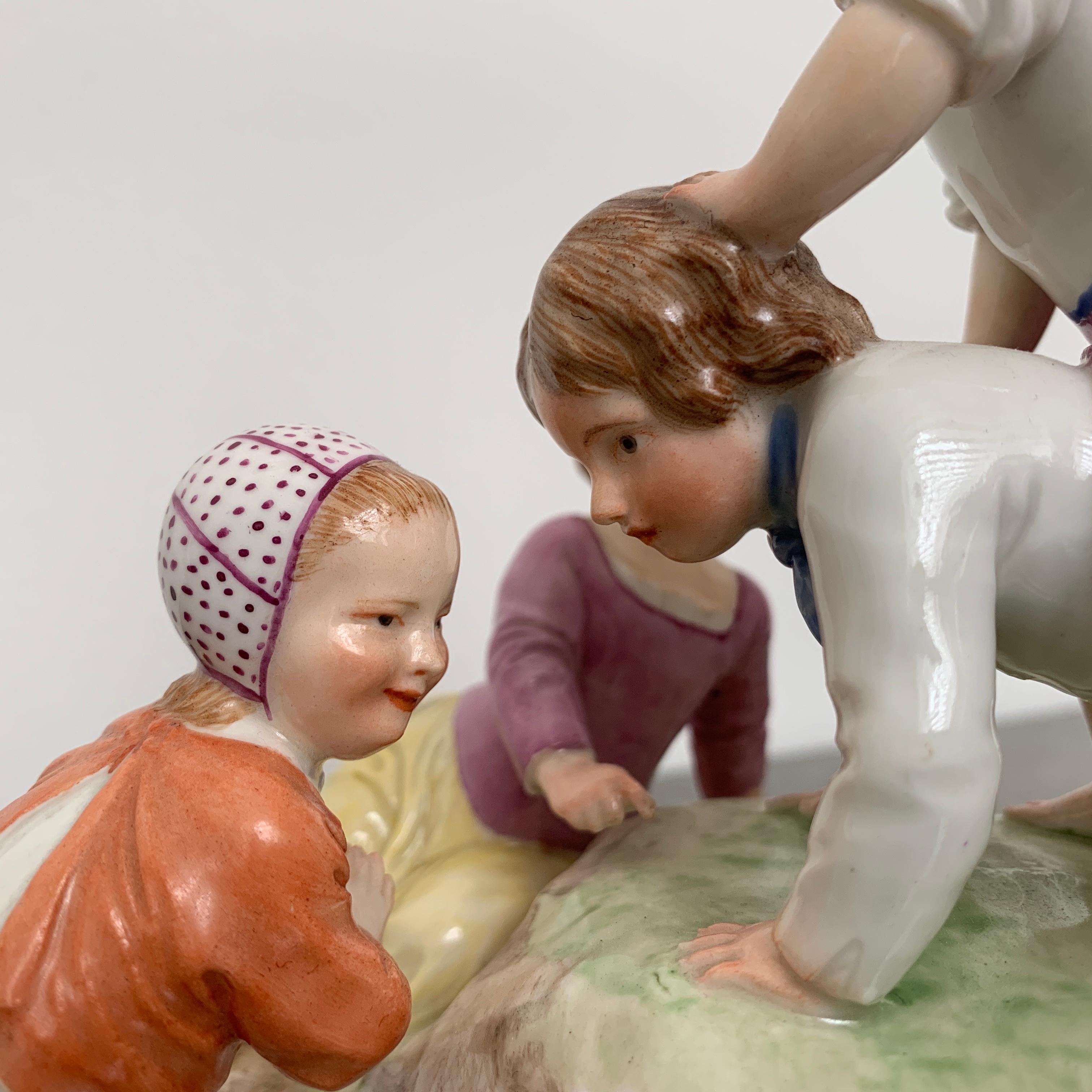 Rococo 18th Century Frankenthal Group of Playing Children by Johann Peter Melchior For Sale