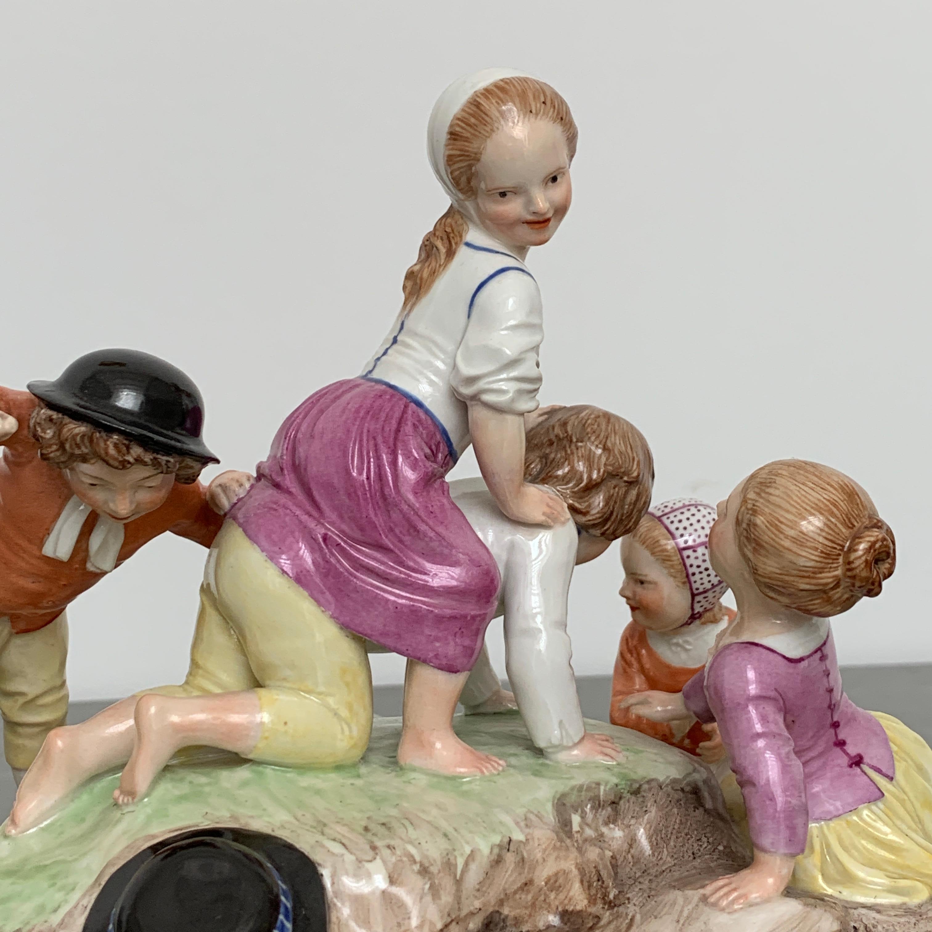 Porcelain 18th Century Frankenthal Group of Playing Children by Johann Peter Melchior For Sale
