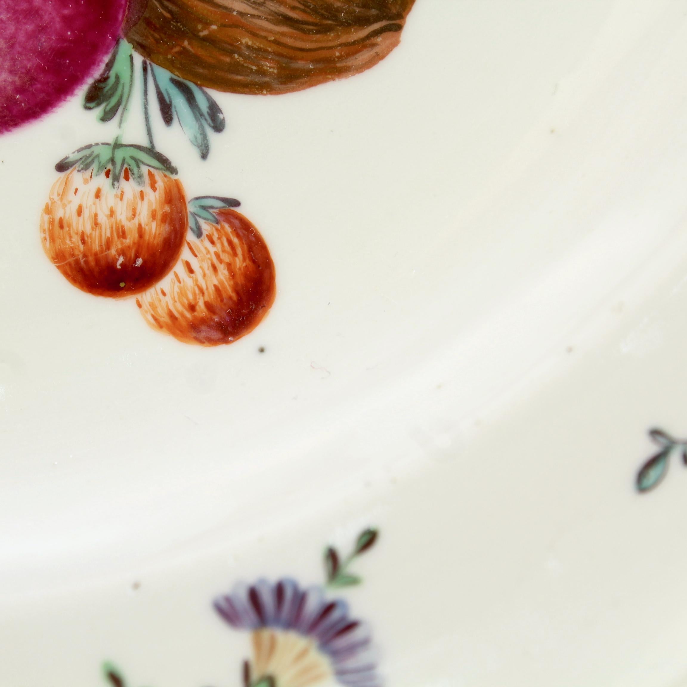 18th Century and Earlier 18th Century Frankenthal Porcelain Bowl with Hand Painted Fruit & Nut Decor For Sale