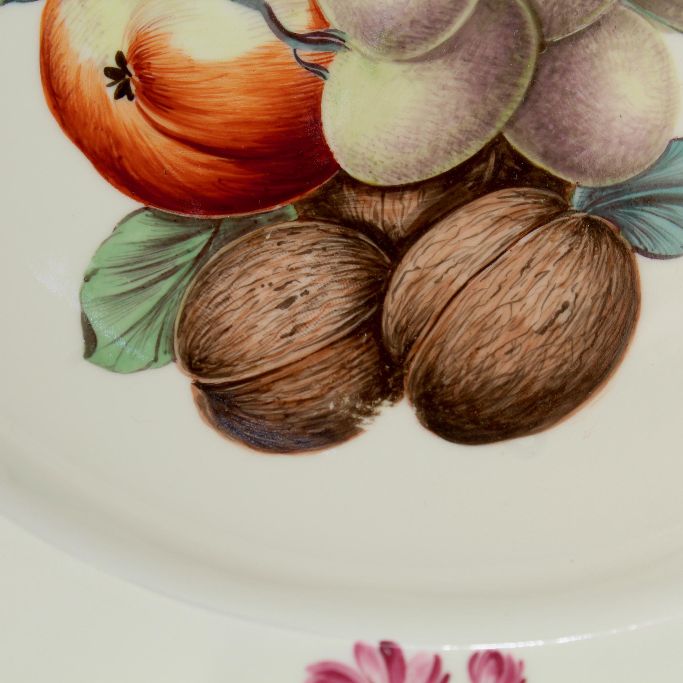 Hand-Painted 18th Century Frankenthal Porcelain Bowl with Hand Painted Fruit & Nut Decor For Sale