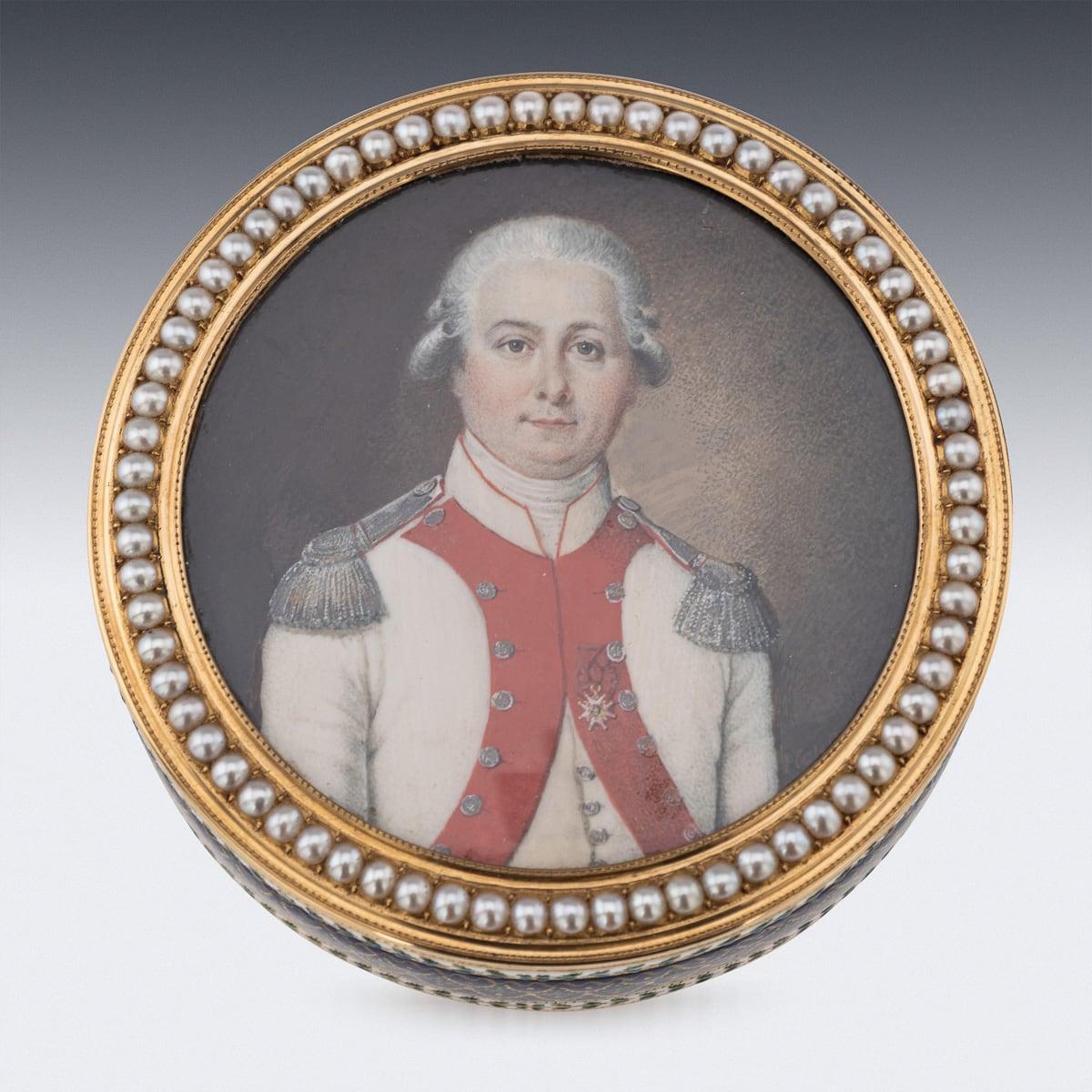 Other 18th Century French 18K Gold & Enamel Snuff Box, Joseph-Etienne Blerzy c.1780 For Sale