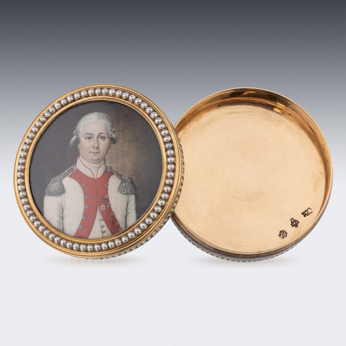 18th Century French 18K Gold & Enamel Snuff Box, Joseph-Etienne Blerzy c.1780 In Good Condition For Sale In Royal Tunbridge Wells, Kent