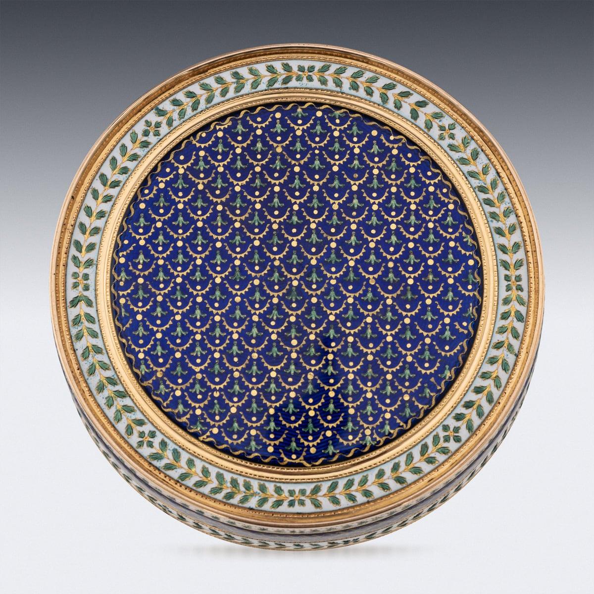 18th Century and Earlier 18th Century French 18K Gold & Enamel Snuff Box, Joseph-Etienne Blerzy c.1780 For Sale