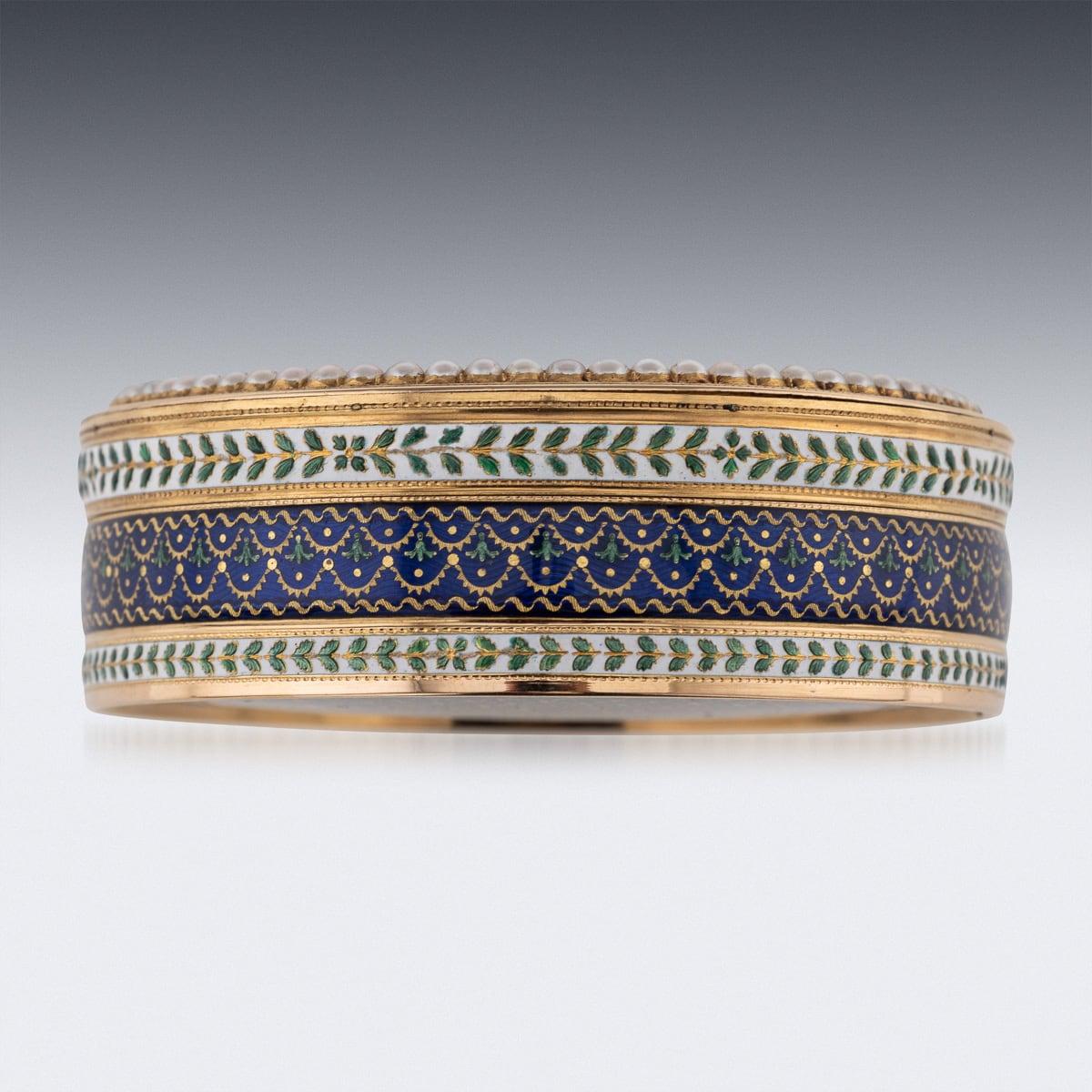 18th Century French 18K Gold & Enamel Snuff Box, Joseph-Etienne Blerzy c.1780 For Sale 1