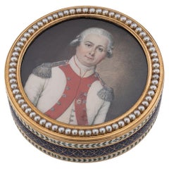 Französische Schnupftabakdose aus 18 Karat Gold und Emaille aus dem 18. Jahrhundert, Joseph-Etienne Blerzy um 1780