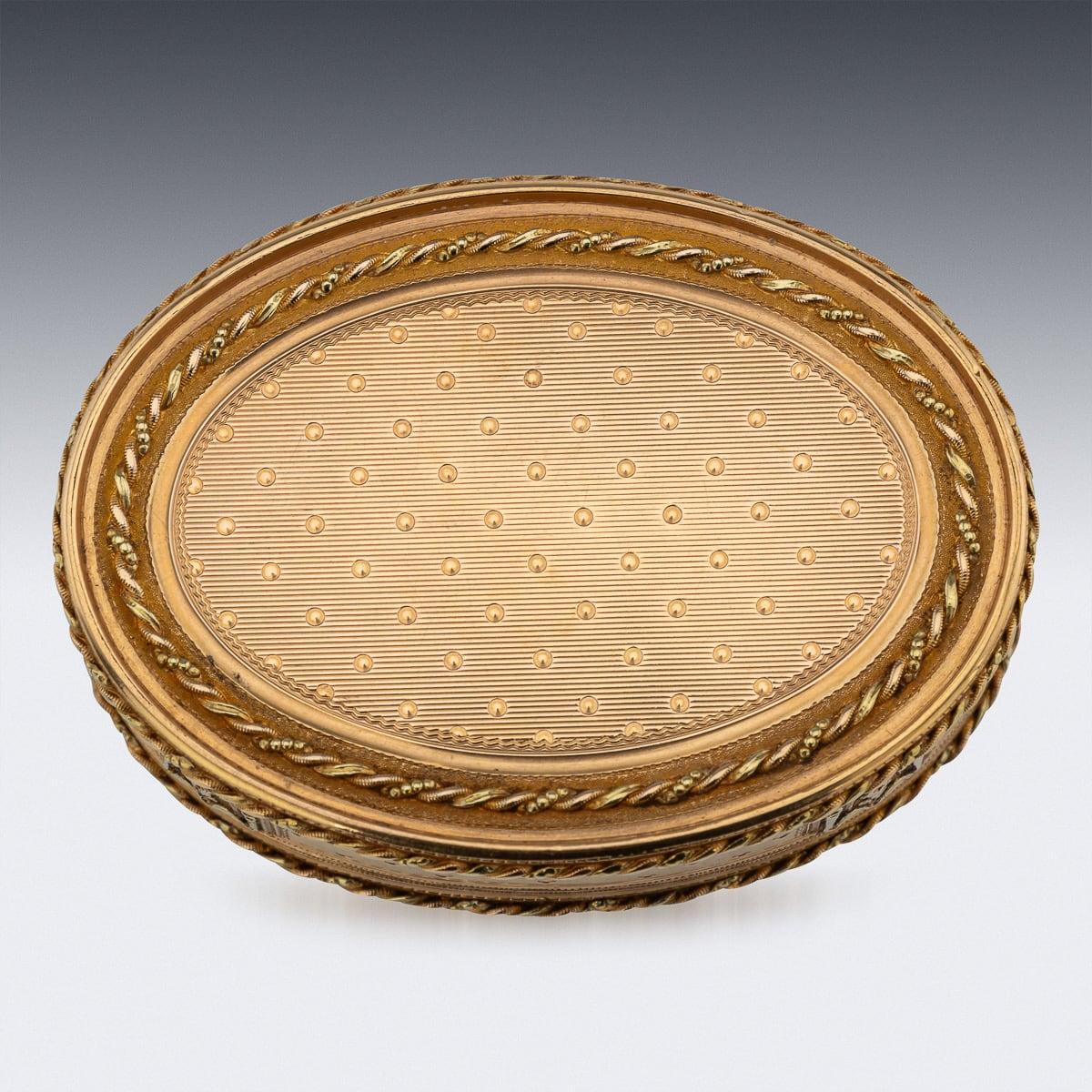 18th Century French 18K Three-Colour Gold Snuff Box, Nicolas Marguerit c.1770 In Good Condition For Sale In Royal Tunbridge Wells, Kent