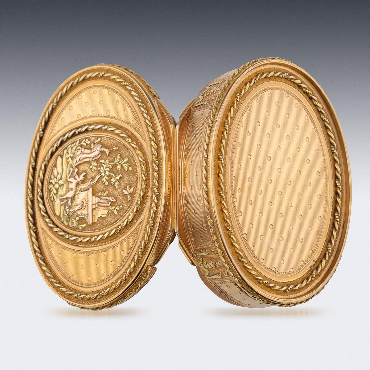 18th Century French 18K Three-Colour Gold Snuff Box, Nicolas Marguerit c.1770 For Sale 1