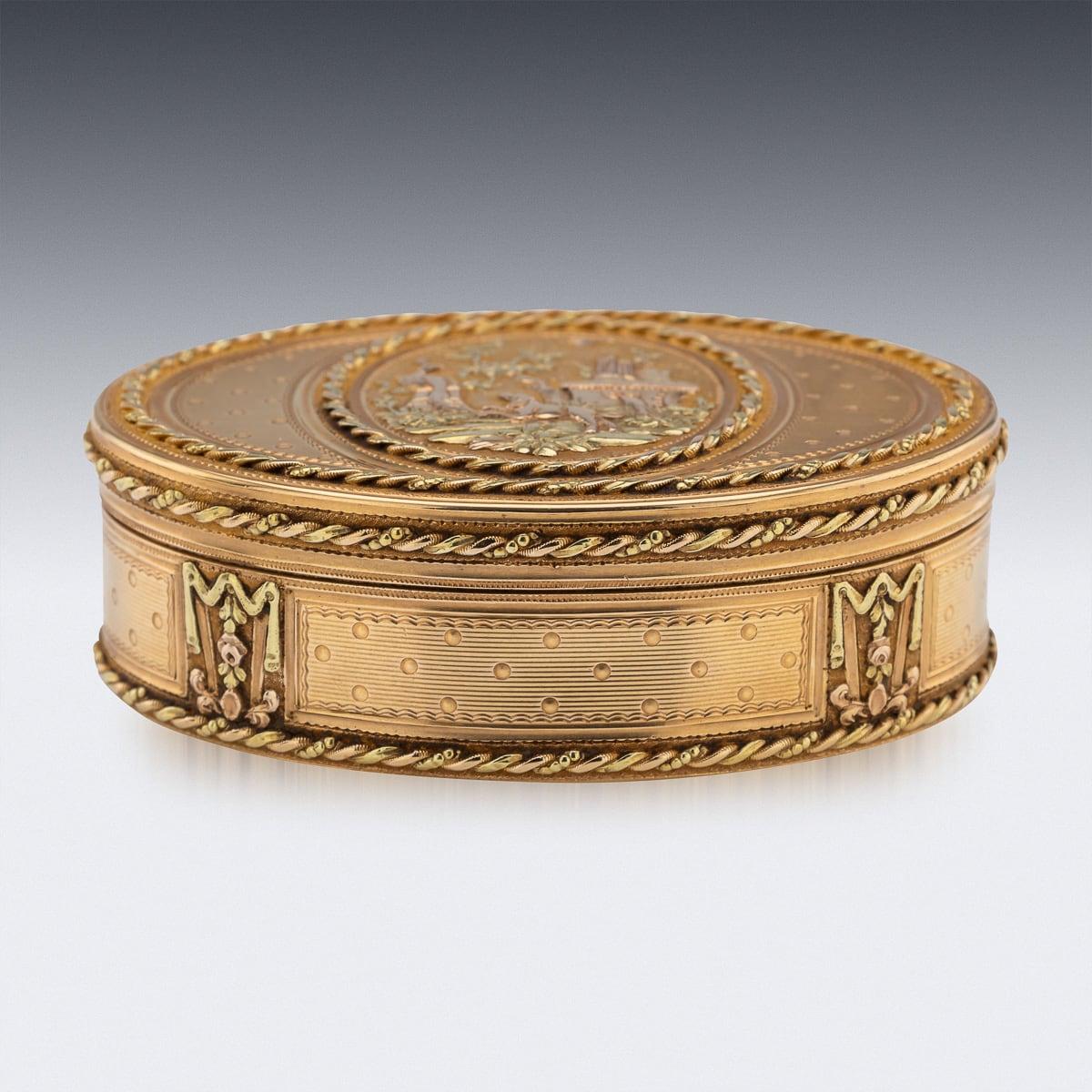 18th Century French 18K Three-Colour Gold Snuff Box, Nicolas Marguerit c.1770 For Sale 2