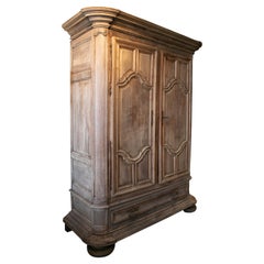 18th Century French 2-Door 1-Drawer Mahogany Wardrobe w/ Original Ironware