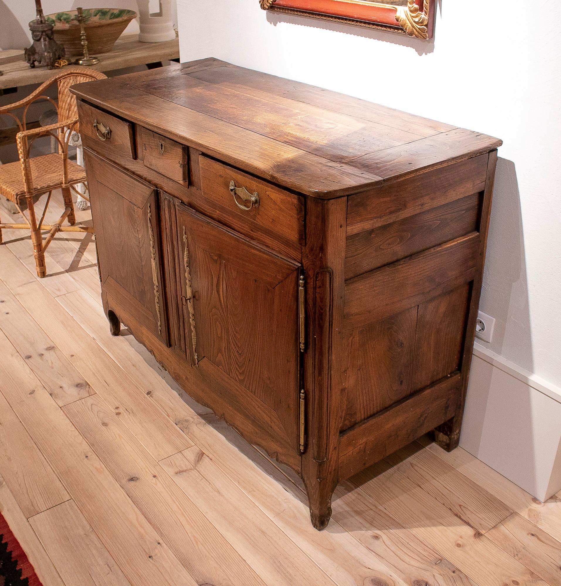 18th Century and Earlier 18th Century French 2-Door 3-Drawer Console Table w/ Bronze Hardware