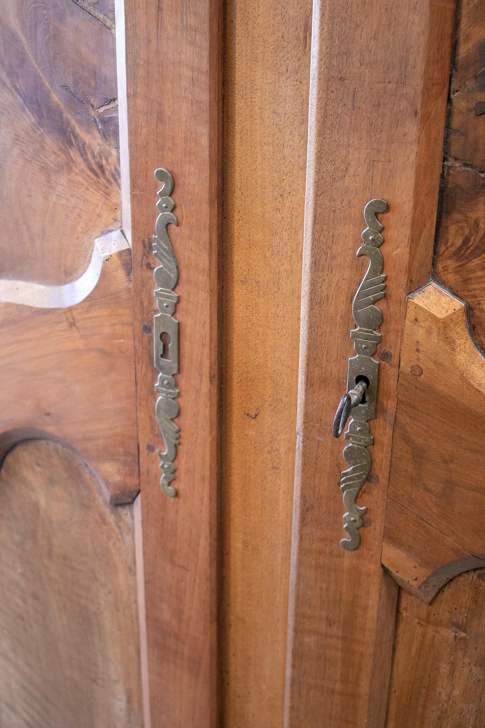 18th Century French 2-Door Wooden Wardrobe w/ Iron Hardware 5