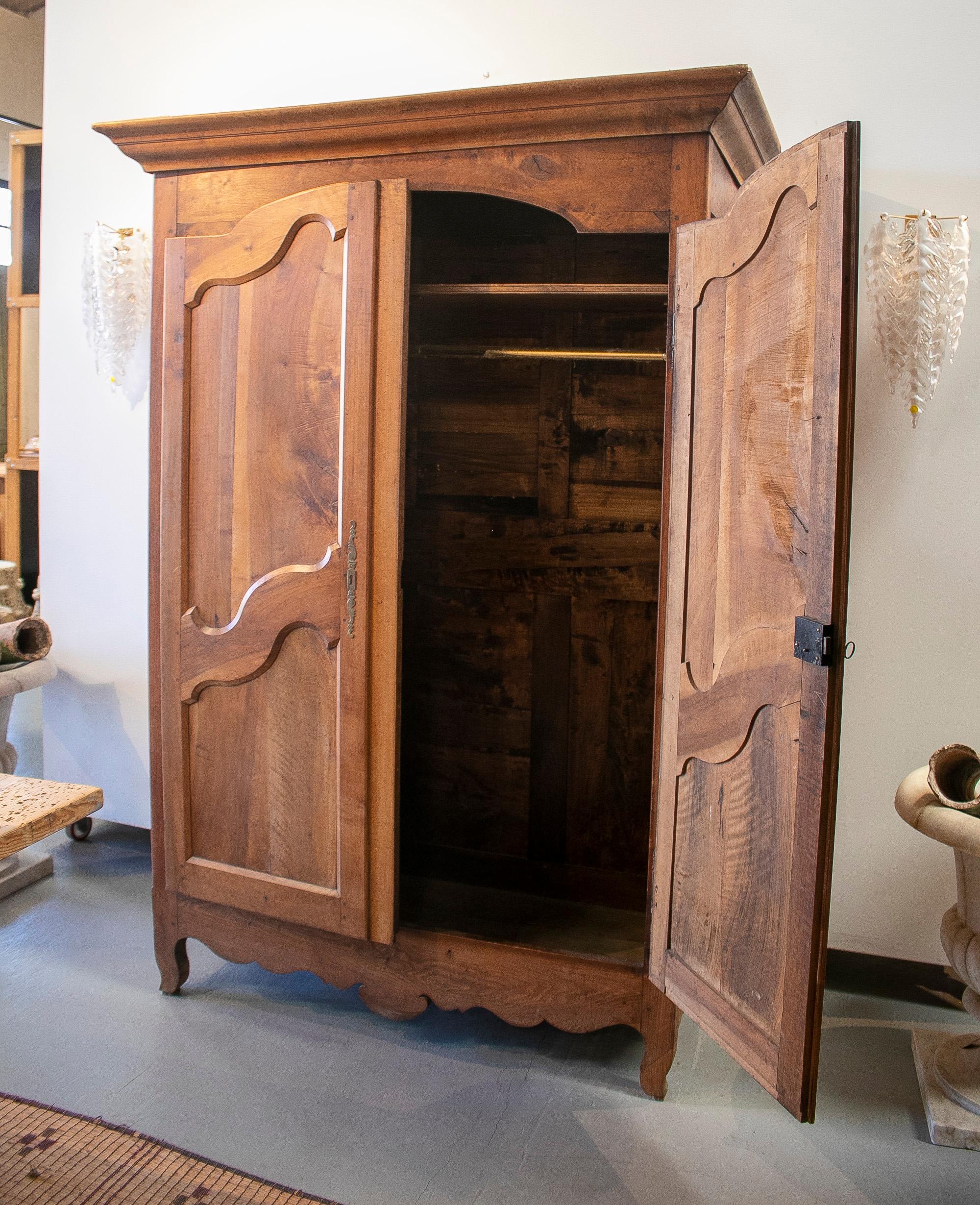 18th Century French 2-Door Wooden Wardrobe w/ Iron Hardware 9