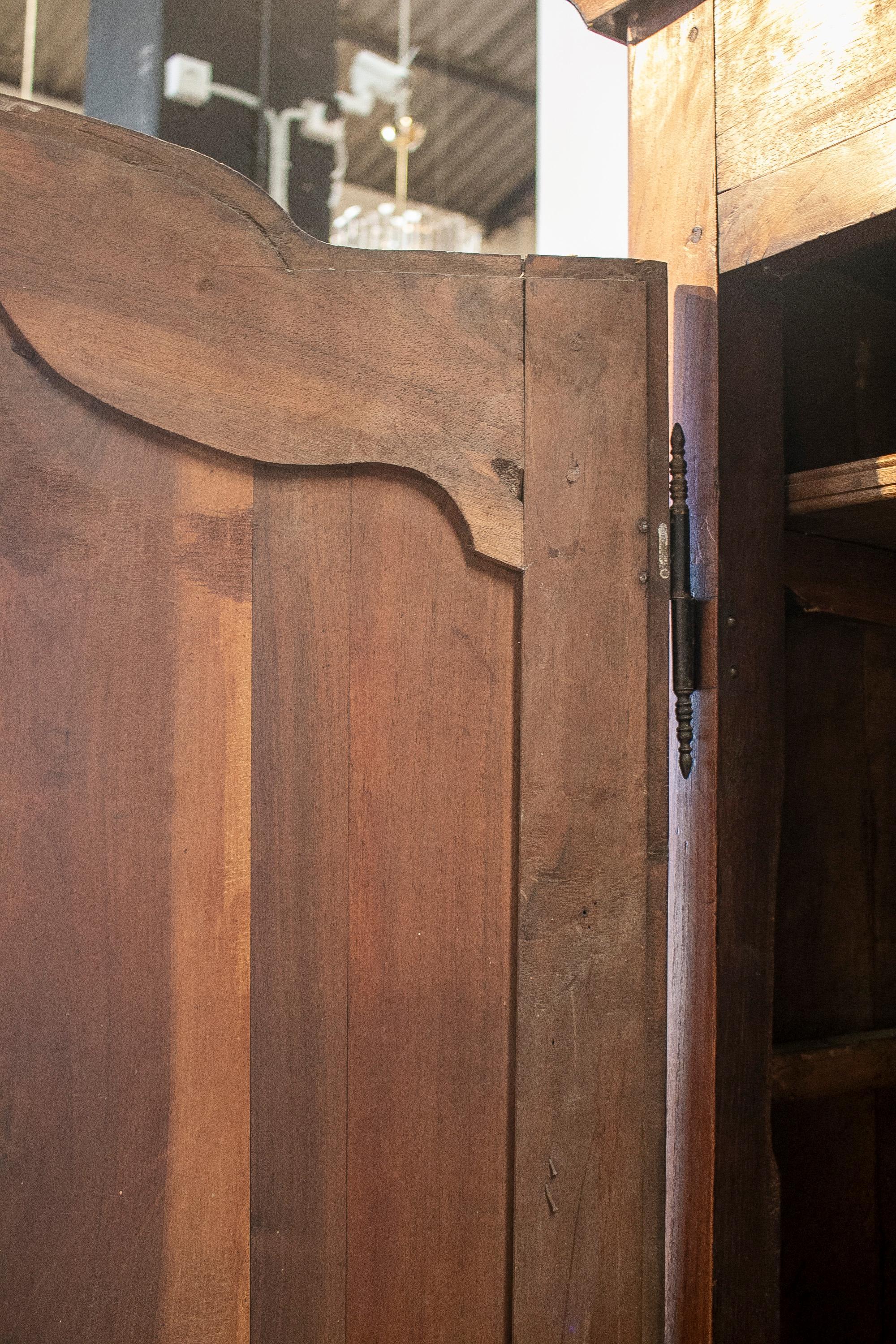 18th Century French 2-Door Wooden Wardrobe w/ Iron Hardware 10