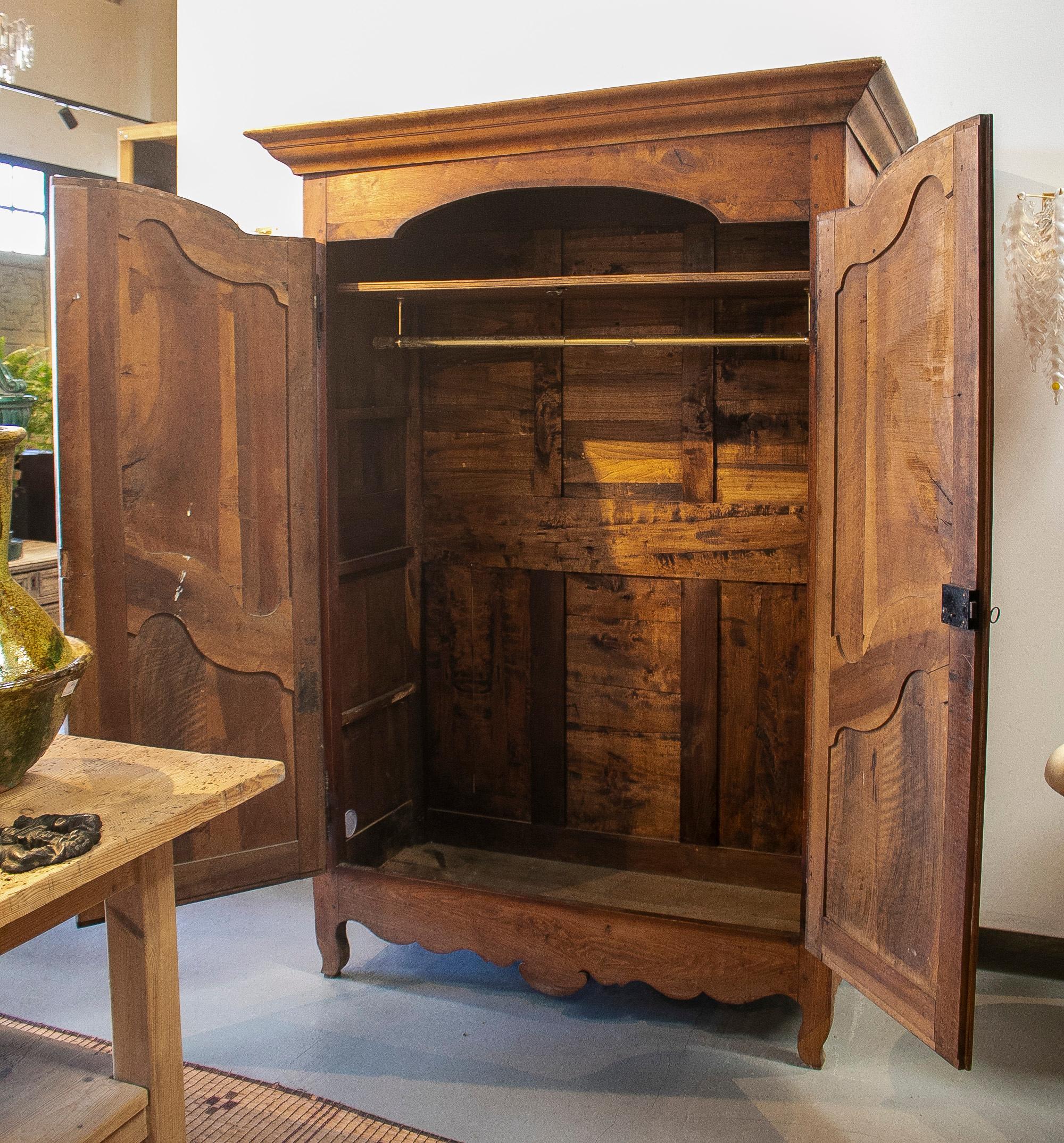 18th Century French 2-Door Wooden Wardrobe w/ Iron Hardware 1