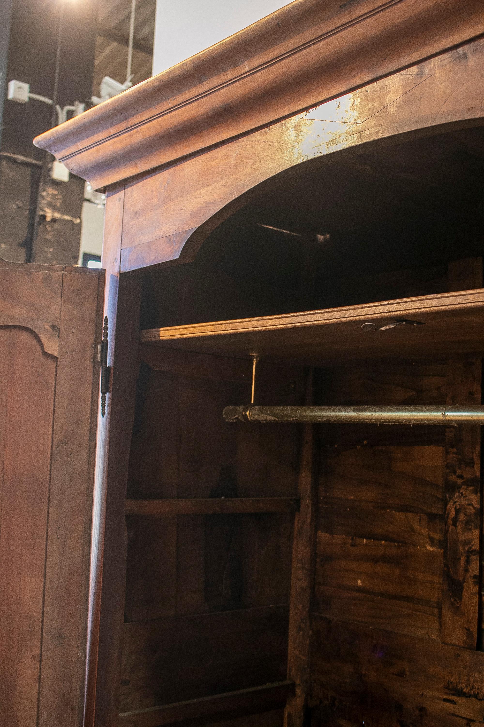 18th Century French 2-Door Wooden Wardrobe w/ Iron Hardware 3