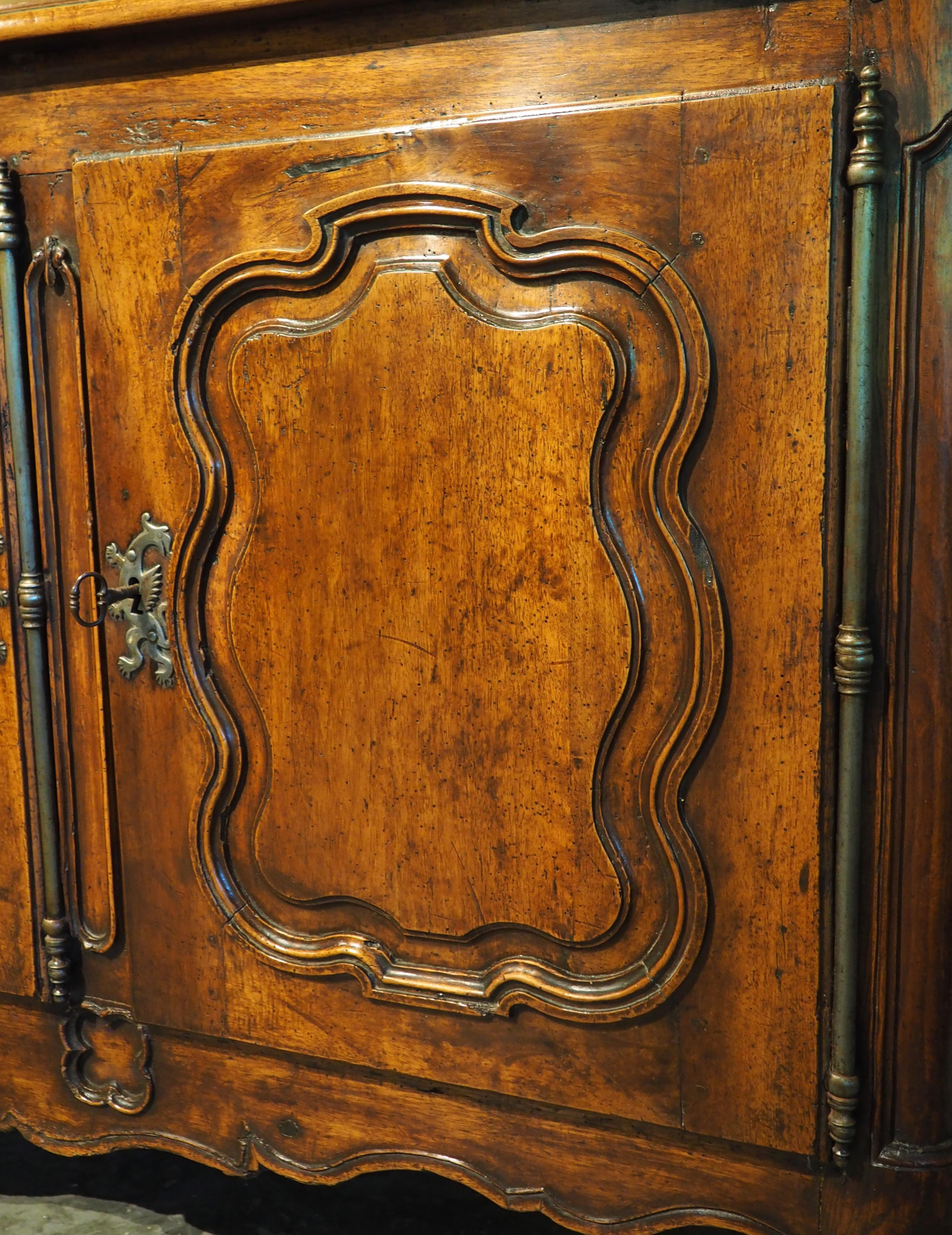 18th Century French 3-Door Walnut Carved Louis XV Enfilade 6