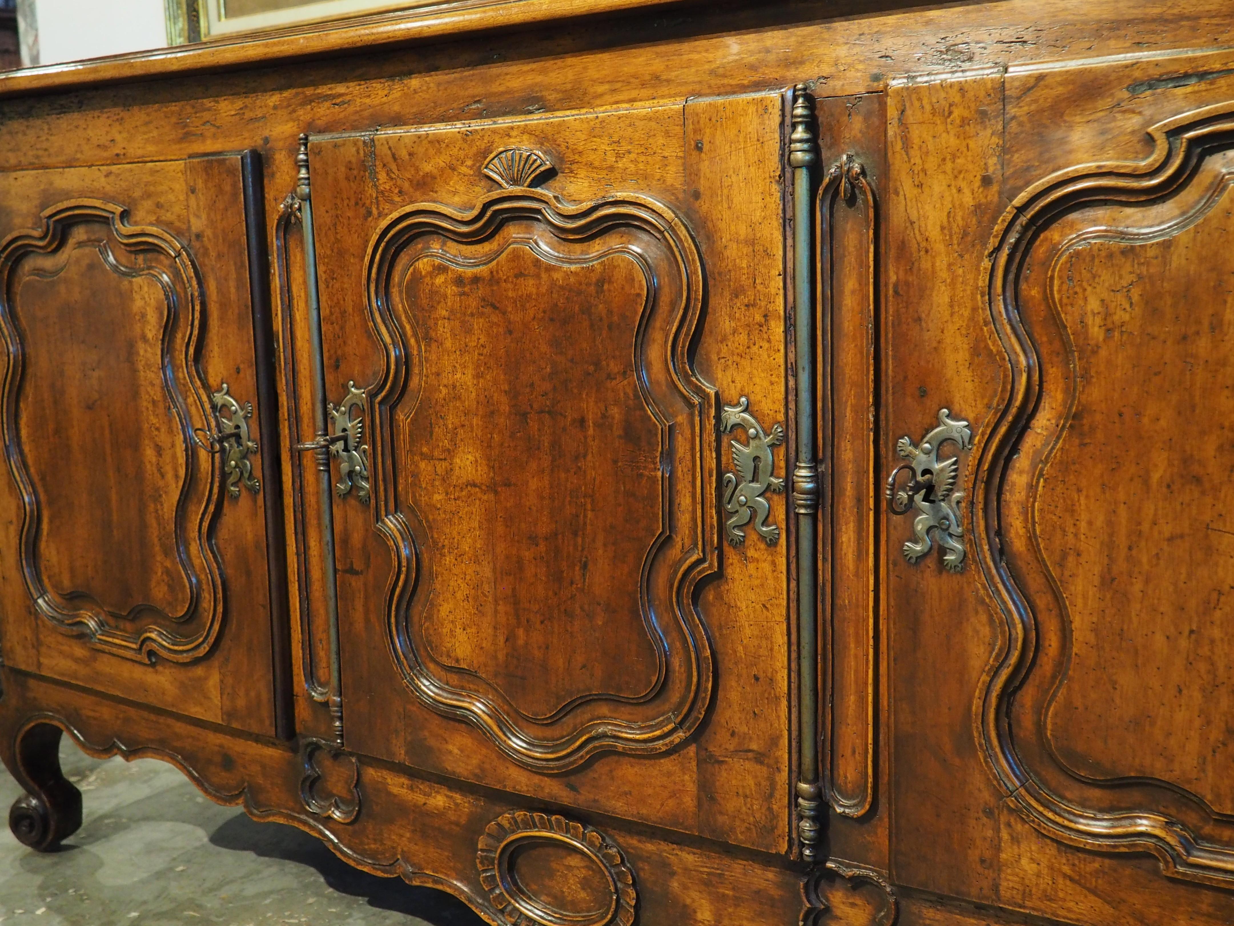18th Century French 3-Door Walnut Carved Louis XV Enfilade 7