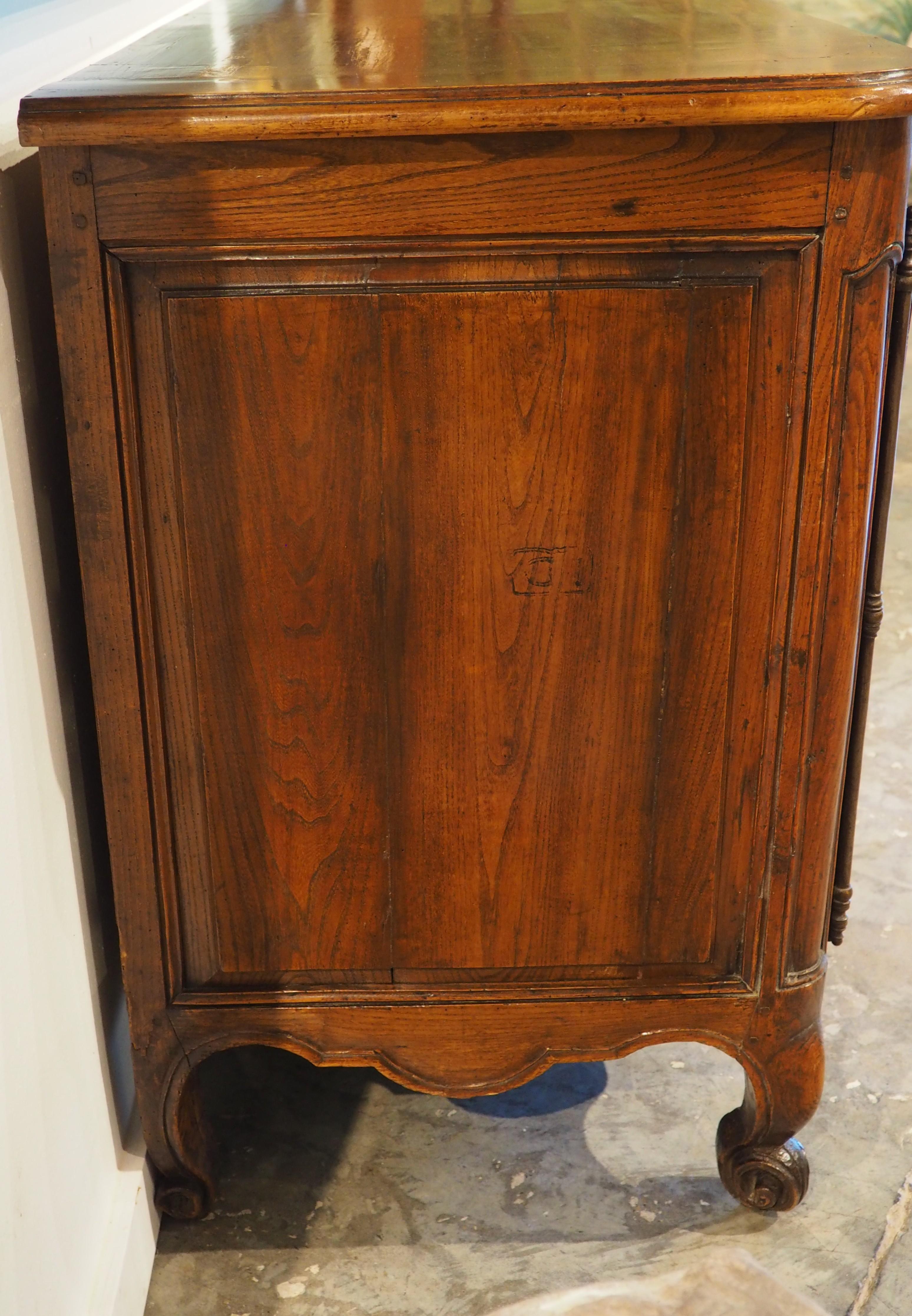 18th Century and Earlier 18th Century French 3-Door Walnut Carved Louis XV Enfilade