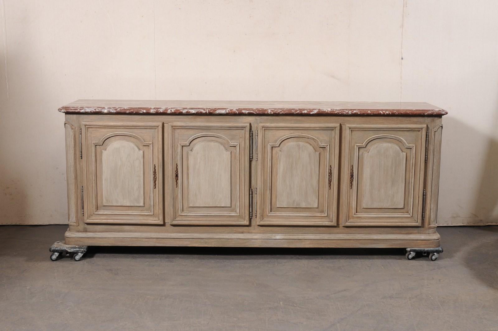 18th century French 4-Door Enfilade w/its Original Marble Top, 8ft Long For Sale 5
