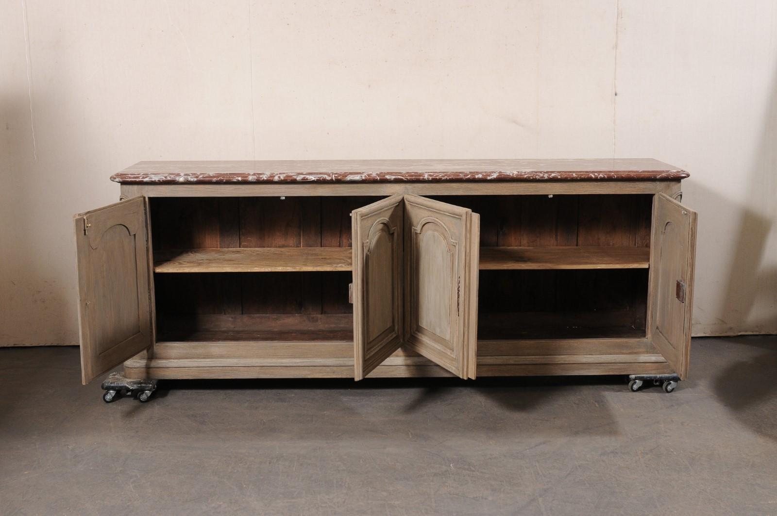 18th century French 4-Door Enfilade w/its Original Marble Top, 8ft Long 6