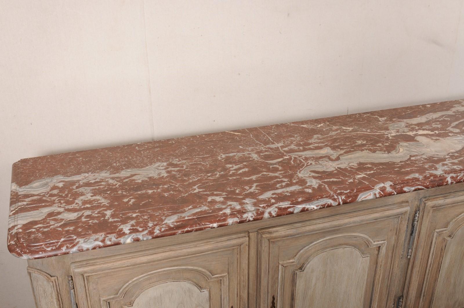 18th century French 4-Door Enfilade w/its Original Marble Top, 8ft Long For Sale 8
