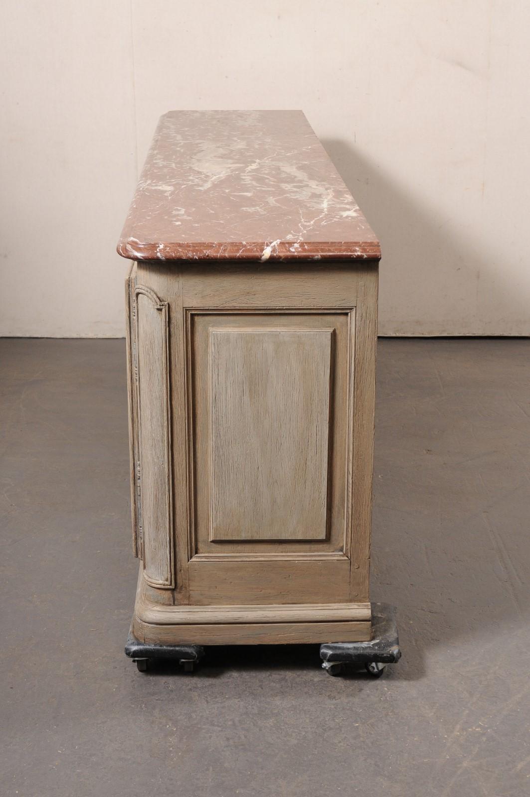 18th century French 4-Door Enfilade w/its Original Marble Top, 8ft Long For Sale 3