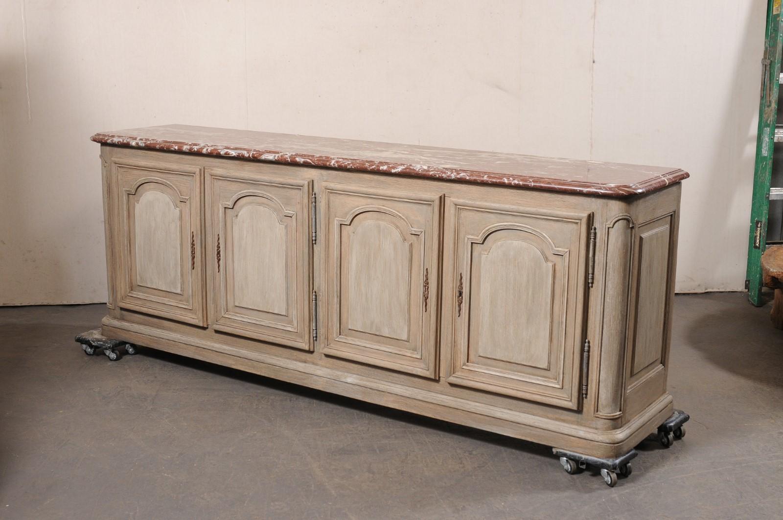 18th century French 4-Door Enfilade w/its Original Marble Top, 8ft Long 4