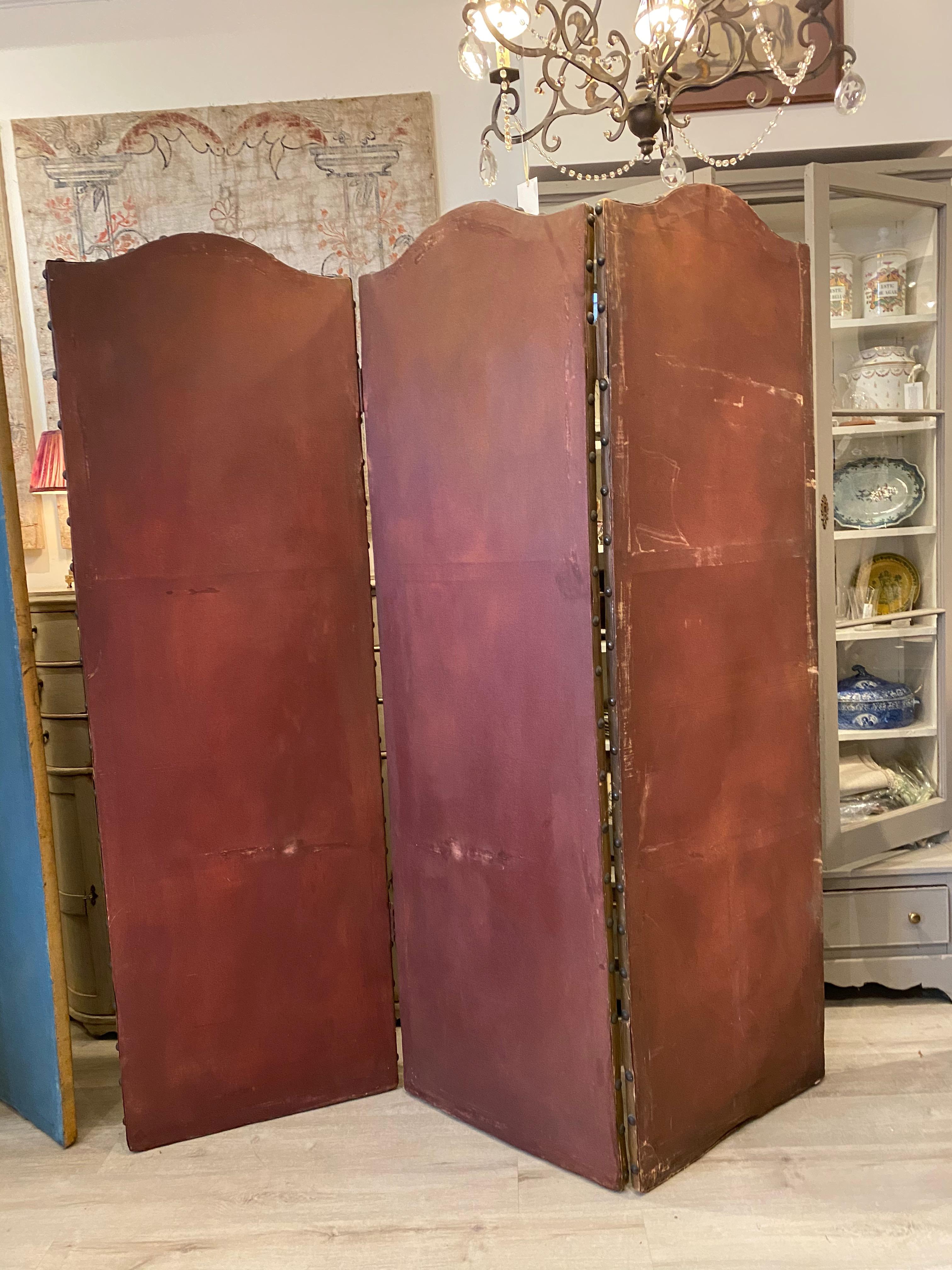 18th Century French 6-Panel Screen, Painted Canvas Paravent In Good Condition In Doylestown, PA