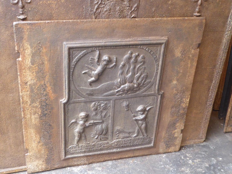 Cast 18th Century French 'Allegory of Love' Fireback For Sale